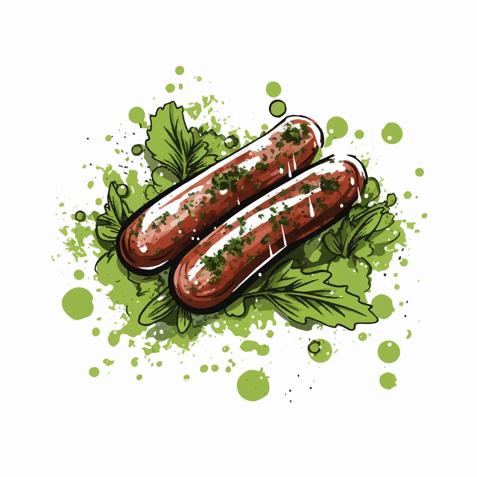Homemade Sausages with Greens in European Cuisine – free tasty food image from Dotvec