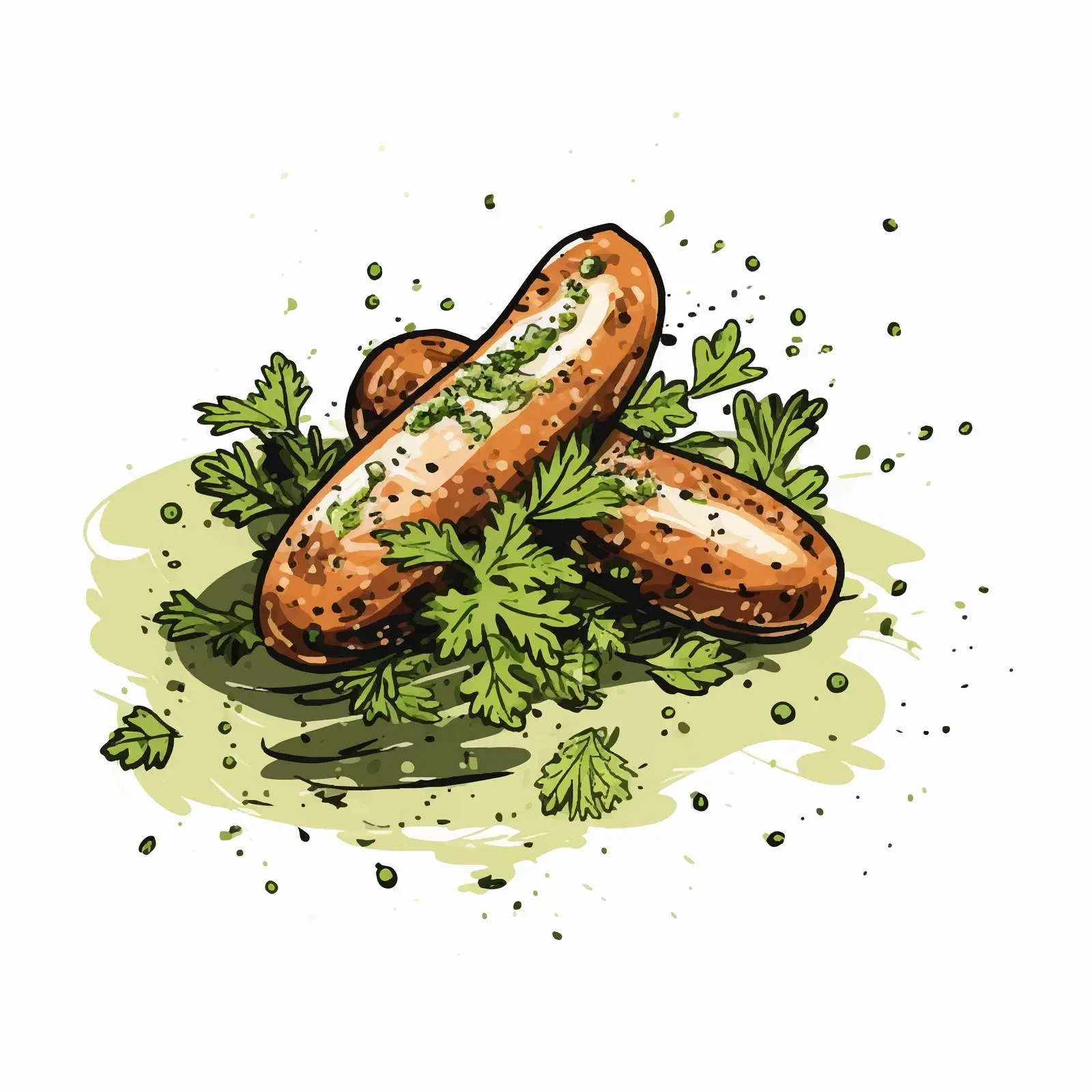 Homemade Sausages with Greens in European Cuisine — free download from Dotvec