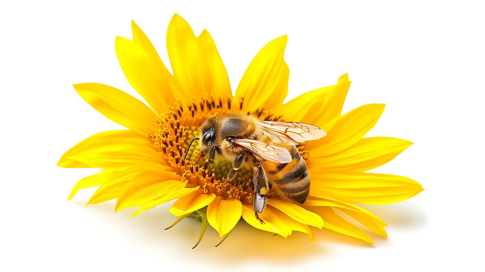 Sunflower Pollination by Honey Bee Close-up — free download from Dotvec