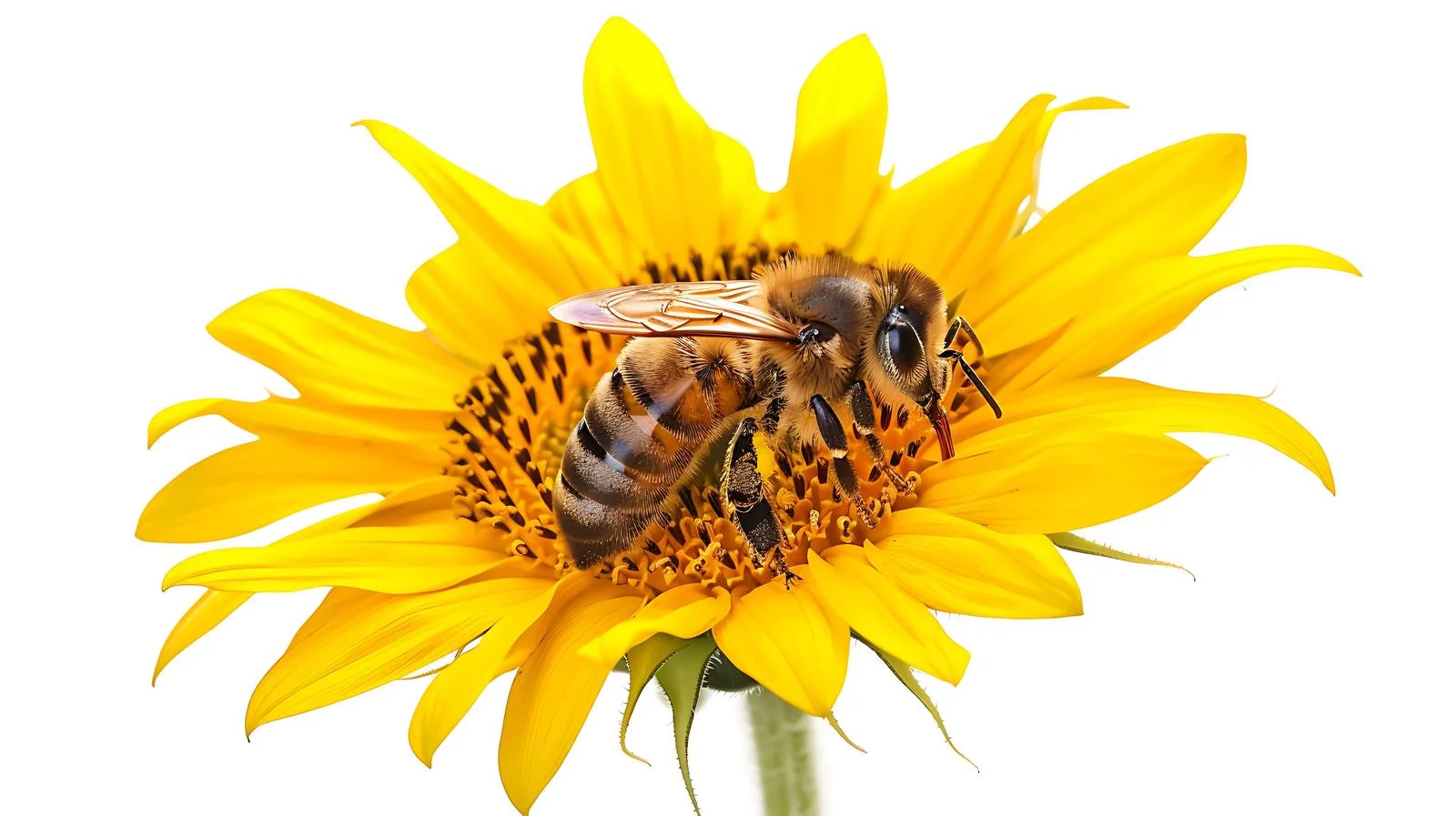 Sunflower Pollination by Honey Bee — free download from Dotvec
