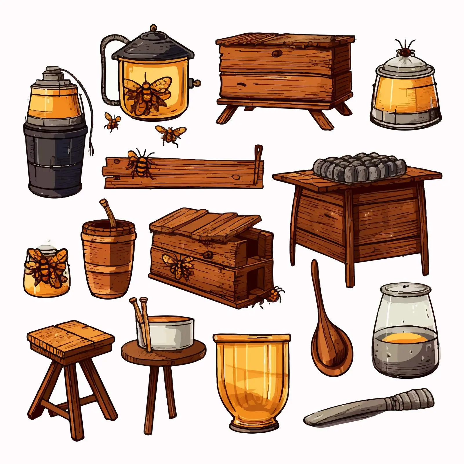 Honey Production and Beekeeping Vector Set — free download from Dotvec