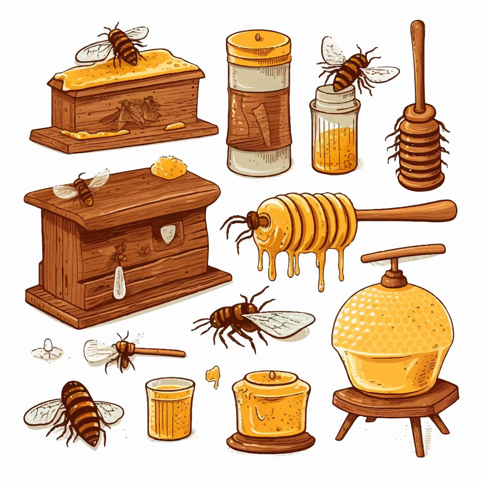 Honey Production and Beekeeping Vector Set — free download from Dotvec