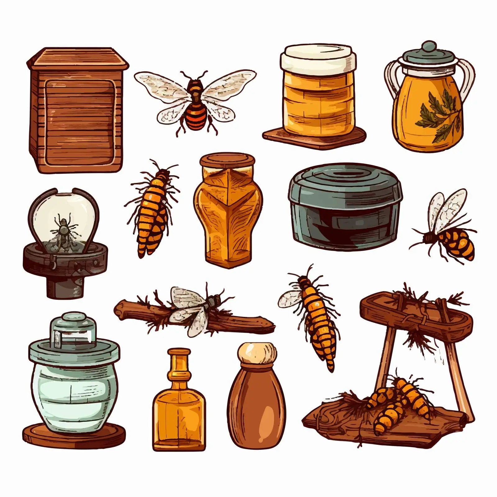 Honey Production and Beekeeping Vector Set — free download from Dotvec