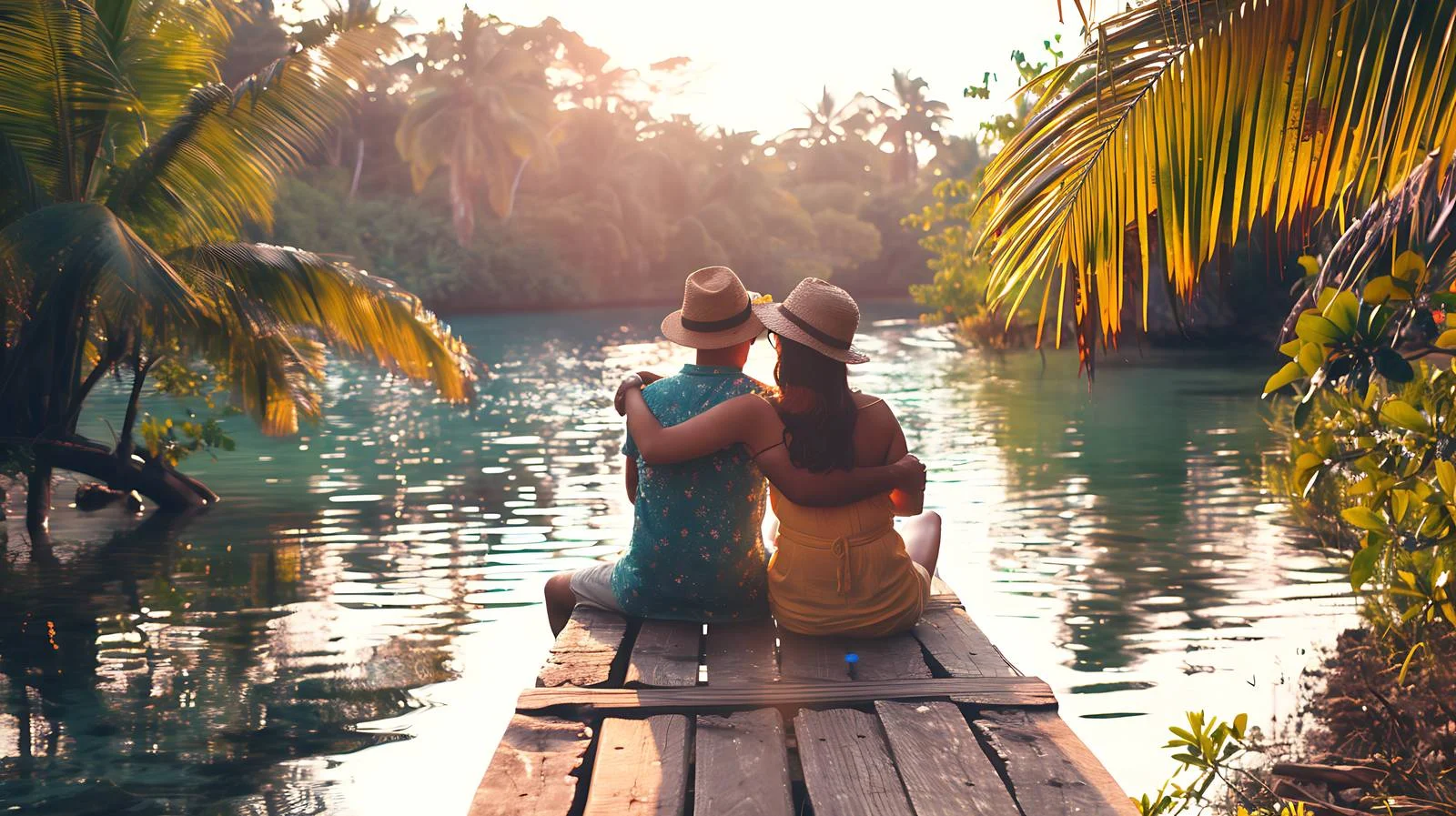 Romantic Honeymoon Couple Sitting Outdoors — free download from Dotvec