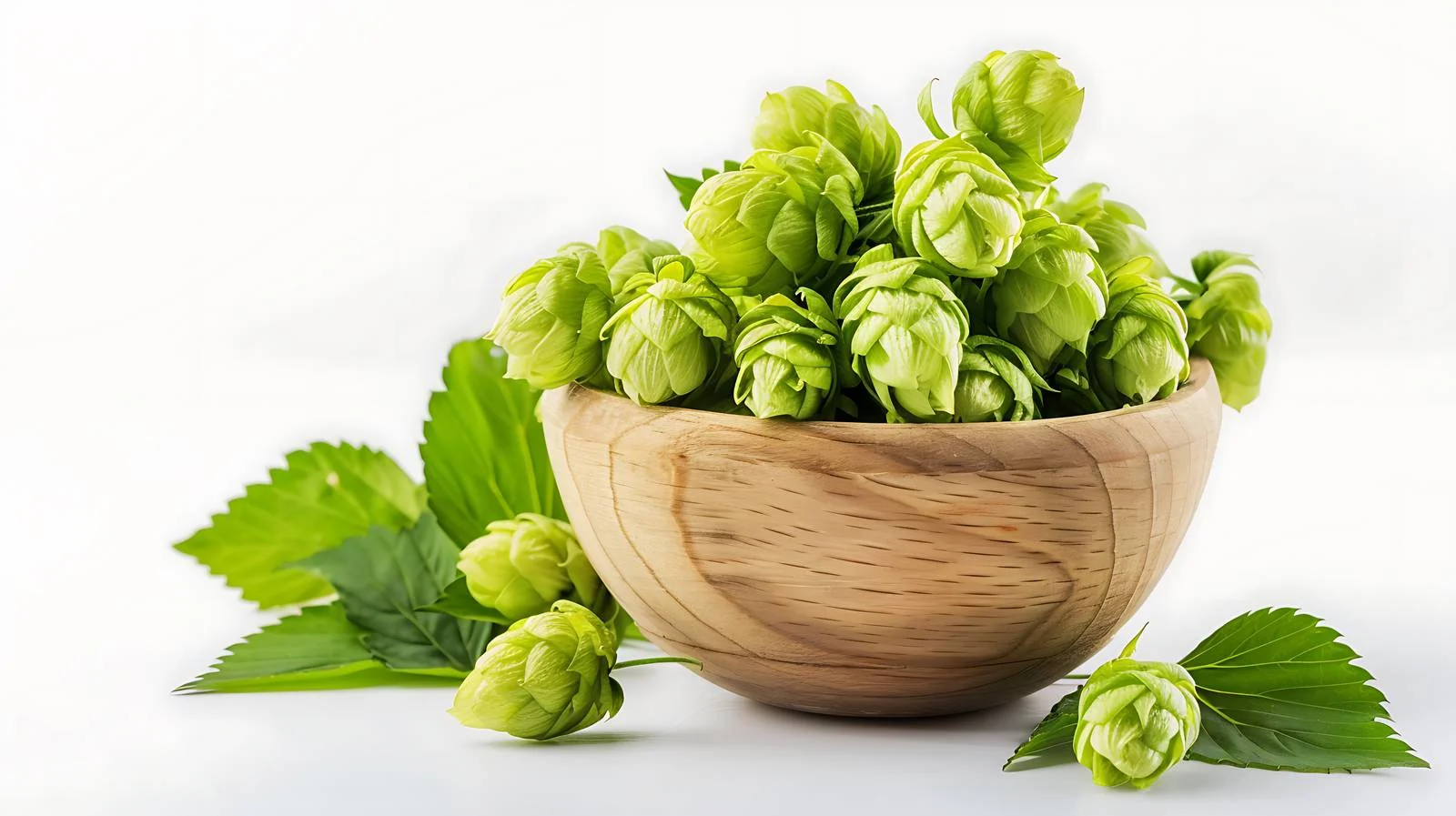Fresh Green Hops in Wooden Bowl — free download from Dotvec