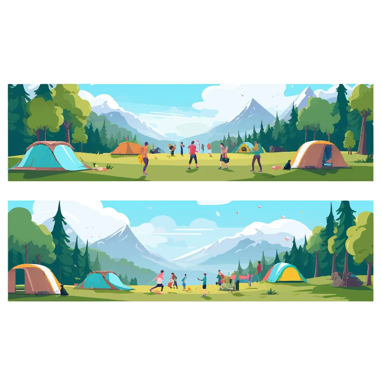 Camping Festival Horizontal Banner Vector Illustration — free download from Dotvec