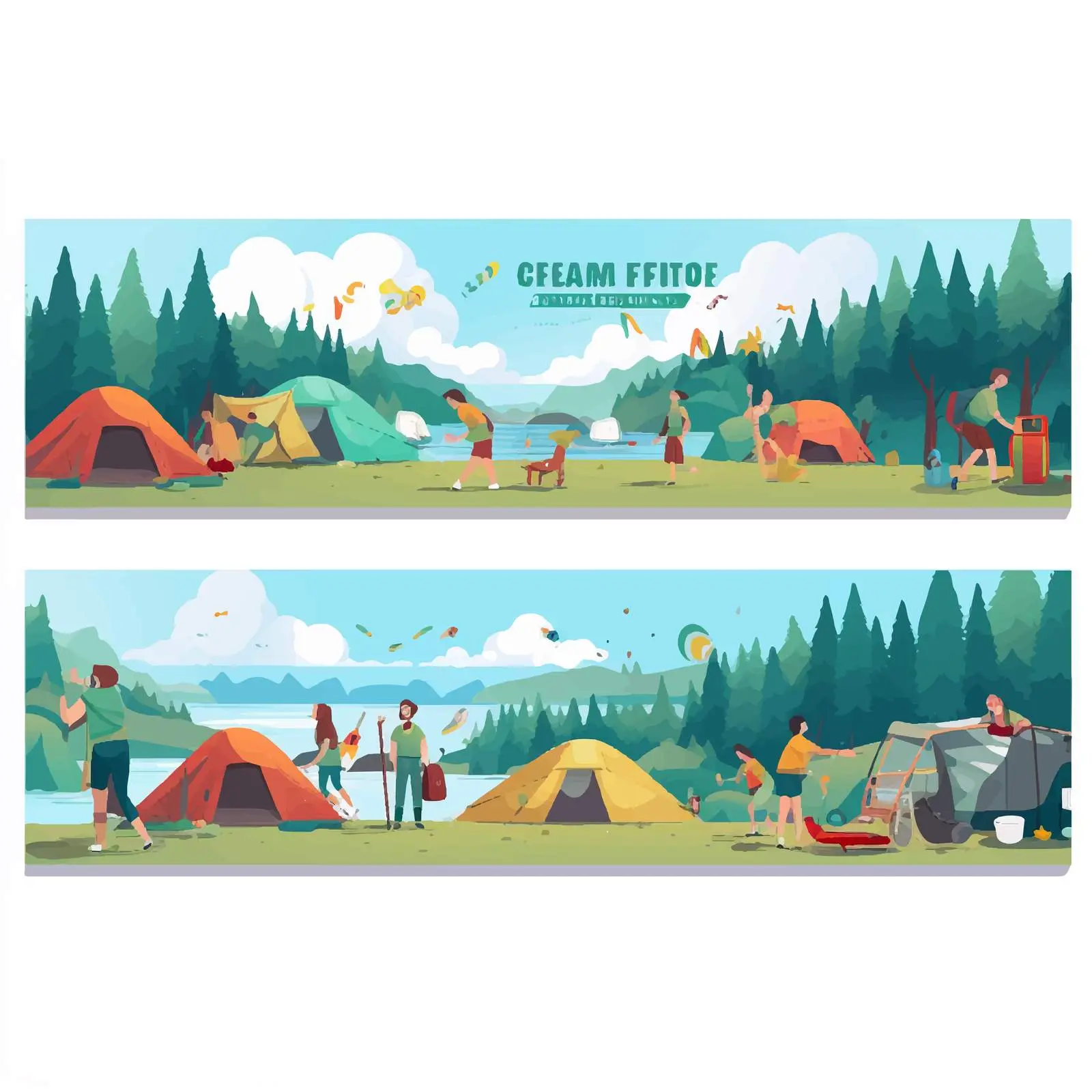 Camping Festival Horizontal Banner Vector Illustration — free download from Dotvec