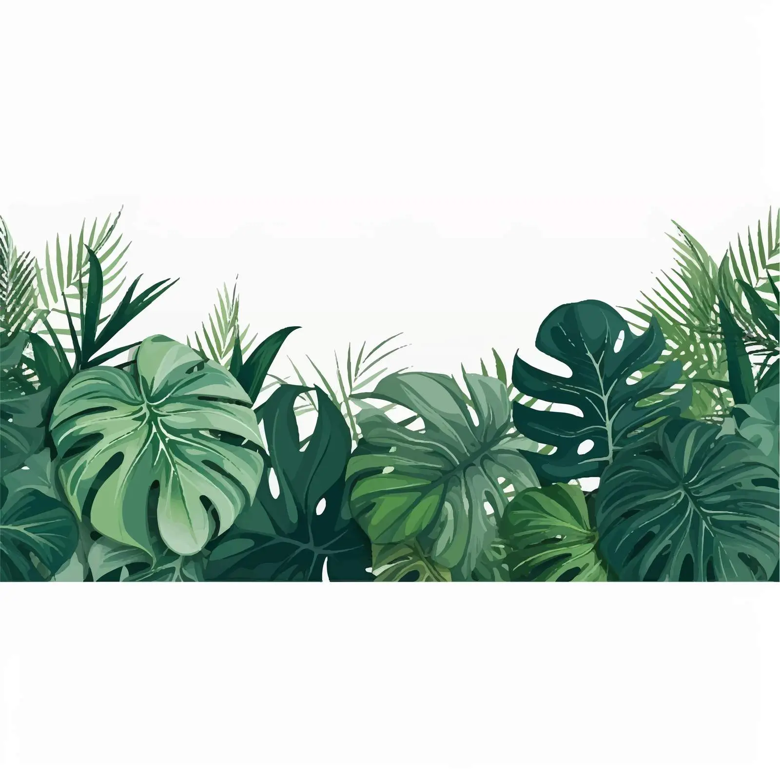 Decorative Horizontal Banner with Green Foliage – free botanical graphics image from Dotvec