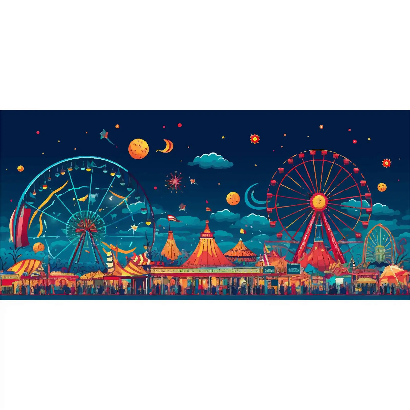 Amusement Park Circus Ferris Wheel Banner – free fairground image from Dotvec