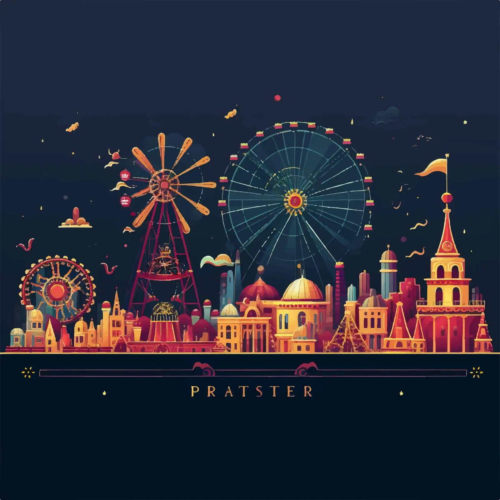 Amusement Park Horizontal Banner with Ferris Wheel — free download from Dotvec