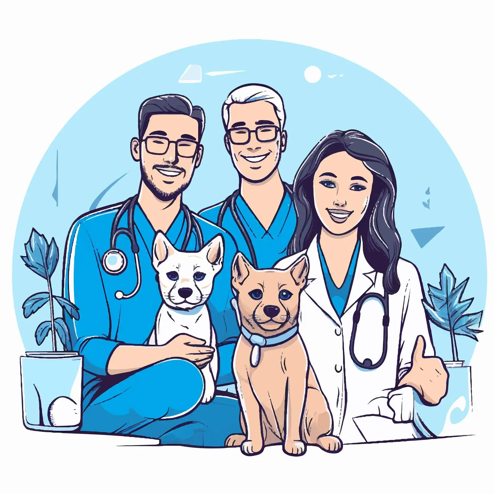 Veterinarians with Dog and Cat Banner — free download from Dotvec