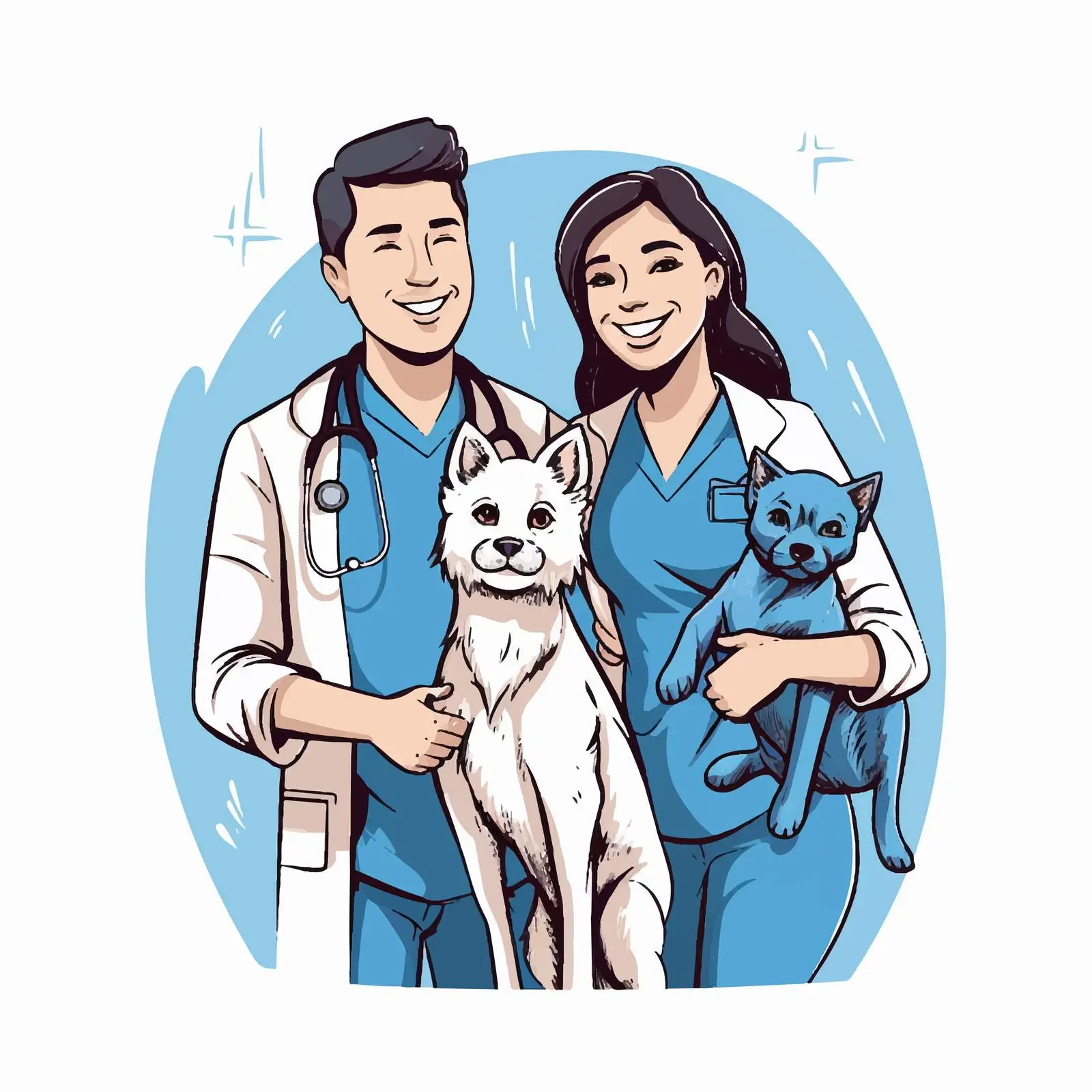Veterinarians with Pets Horizontal Banner Design – free veterinary illustration image from Dotvec
