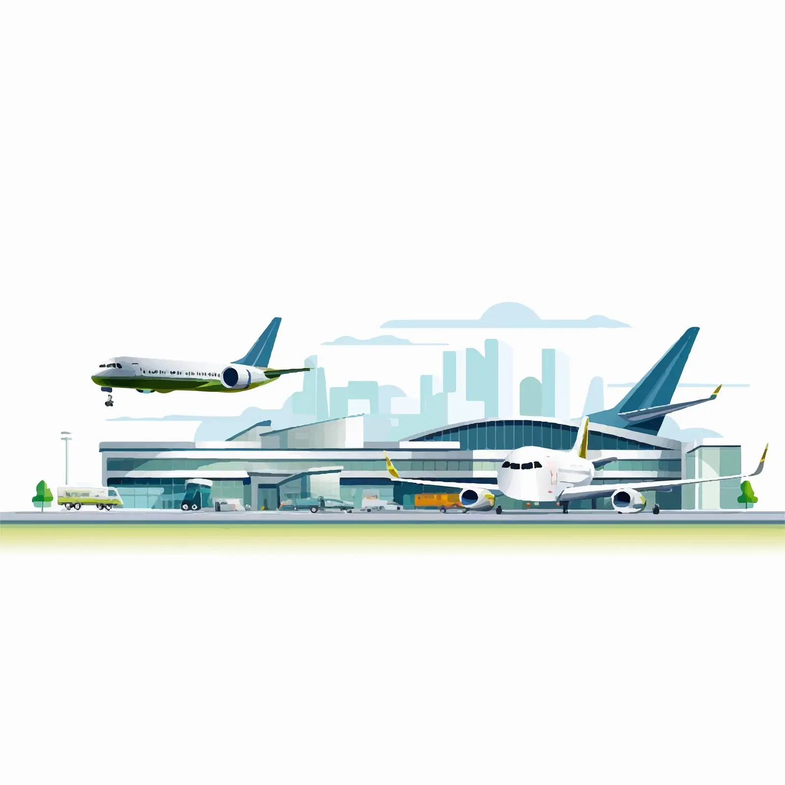 Modern Airport Landscape Vector Illustration — free download from Dotvec