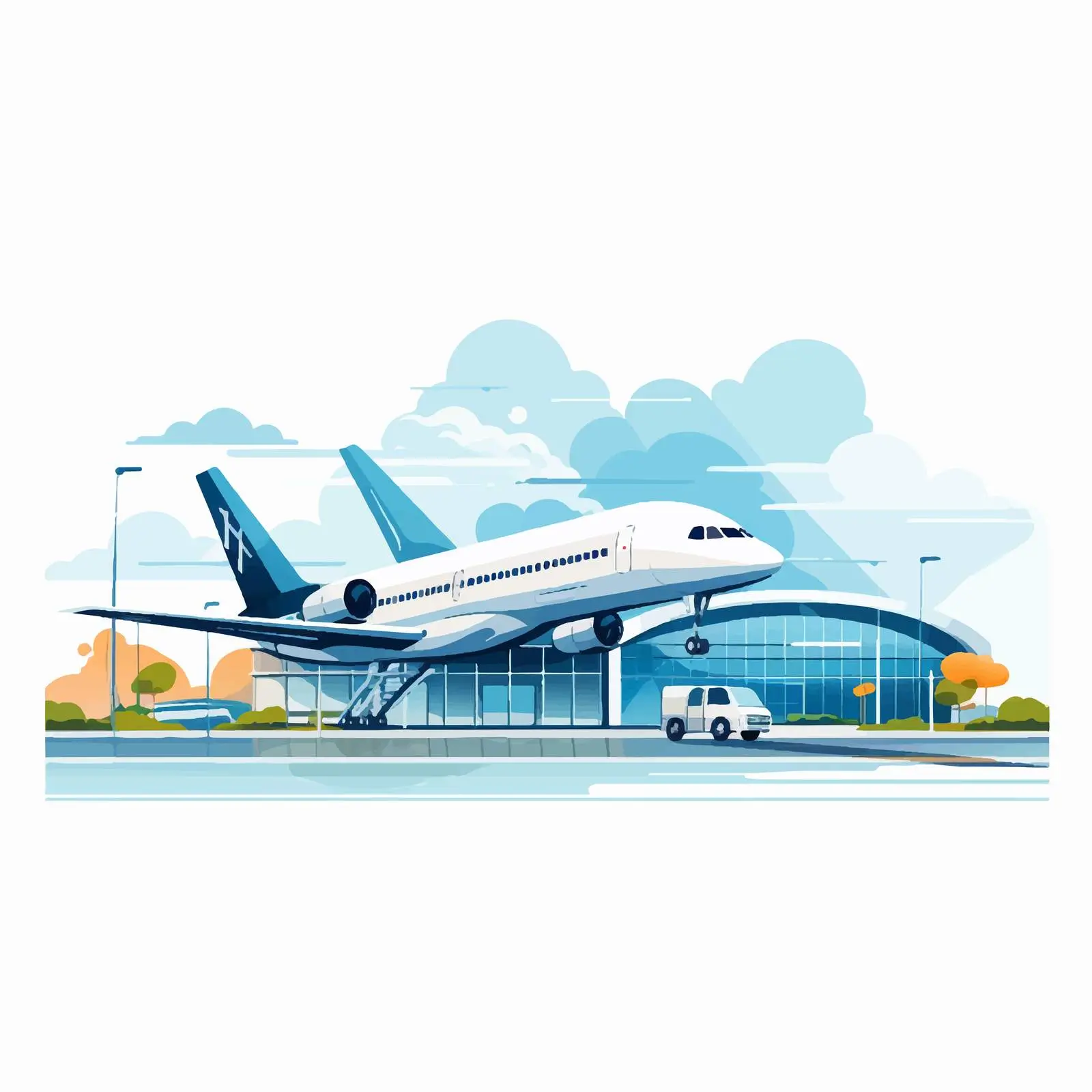 Modern Airport Building Landscape Illustration — free download from Dotvec