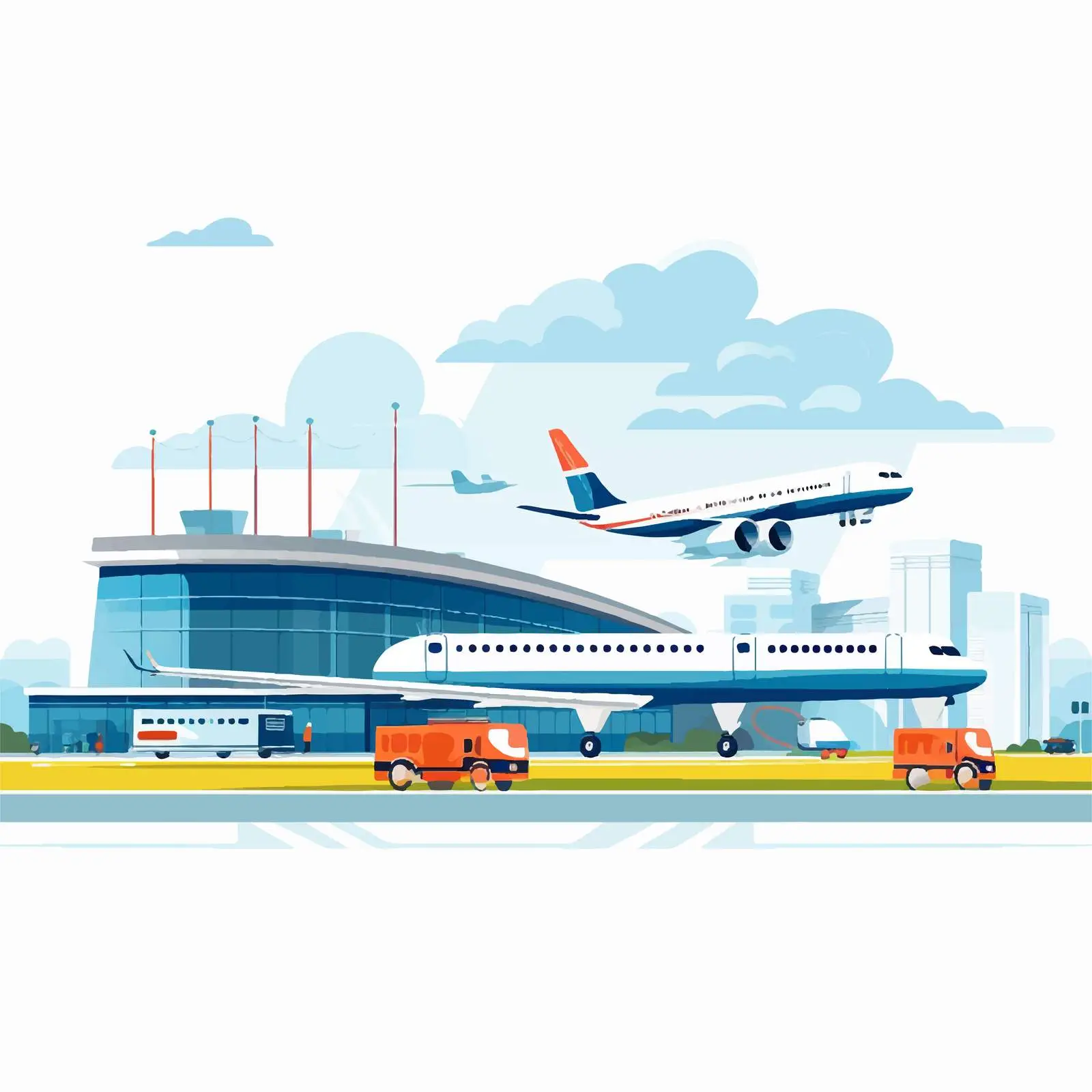 Modern Airport Building in Horizontal Landscape — free download from Dotvec