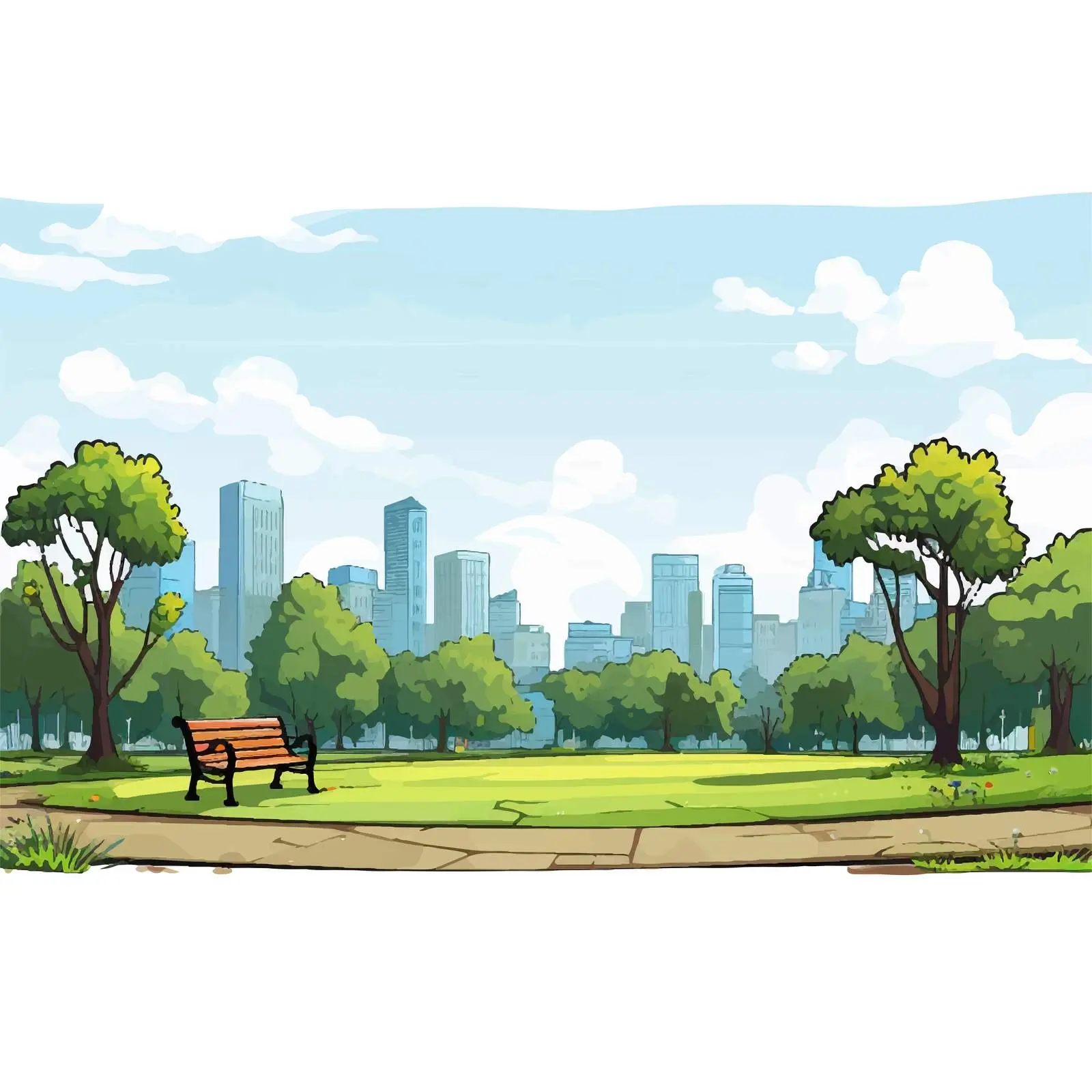 Park and Cityscape Vector Illustration — free download from Dotvec