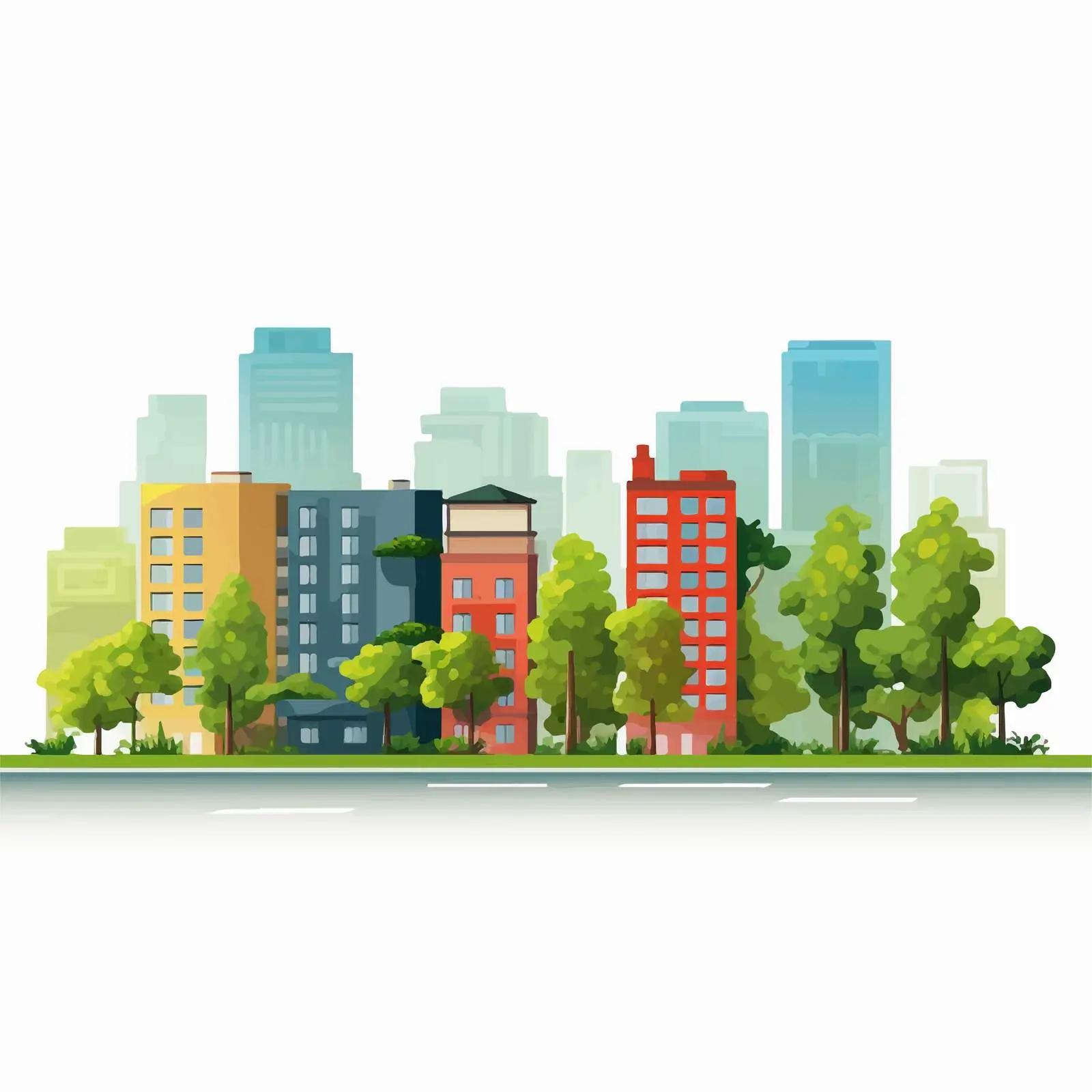 Urban Cityscape with Residential Facades — free download from Dotvec