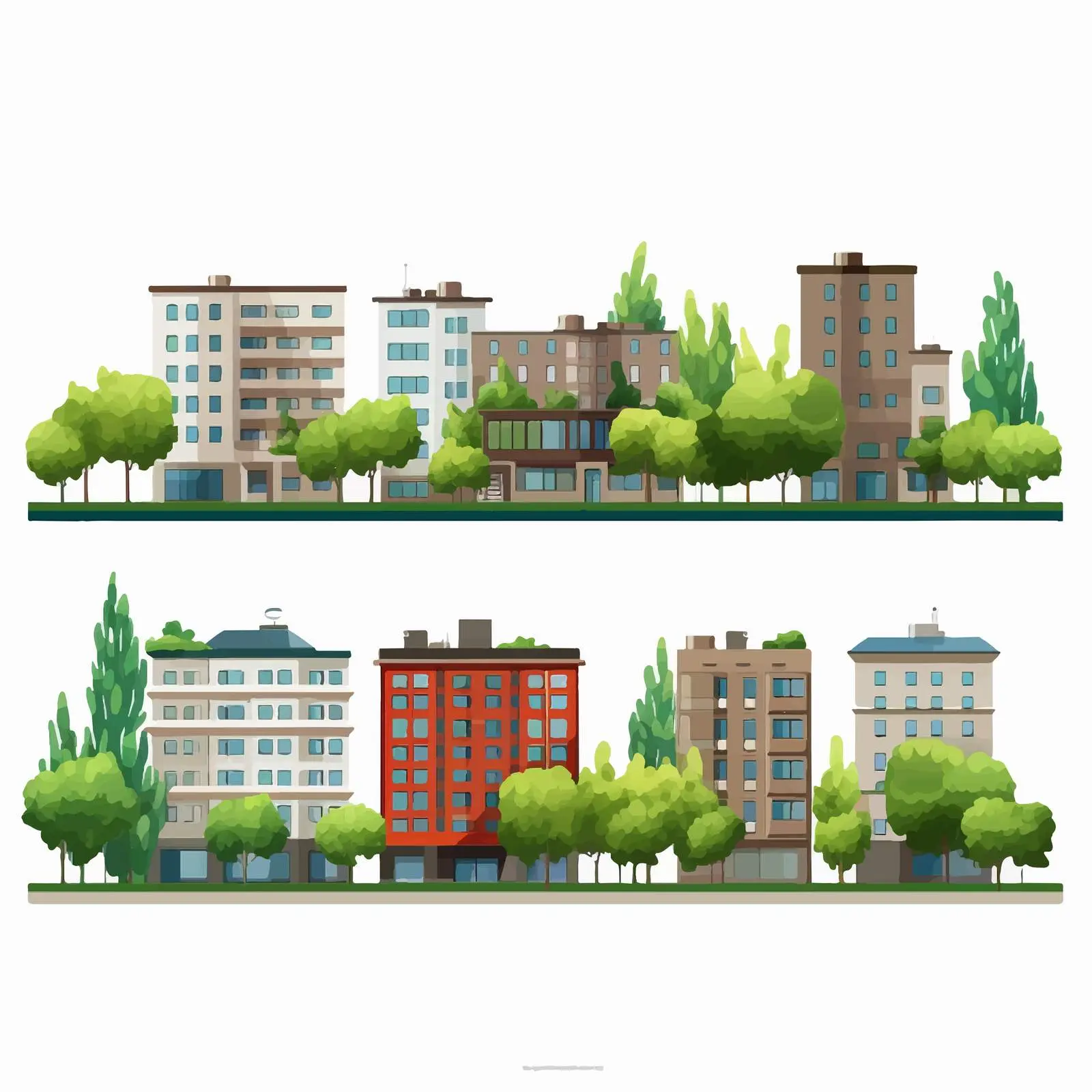 Urban Cityscape with Residential Facades — free download from Dotvec