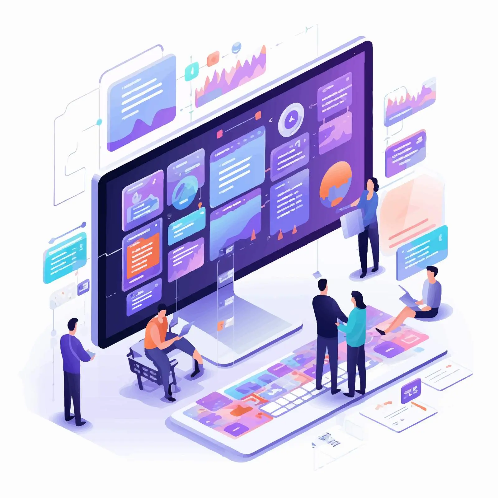 Horizontal Web Banner with Tiny People Illustration — free download from Dotvec