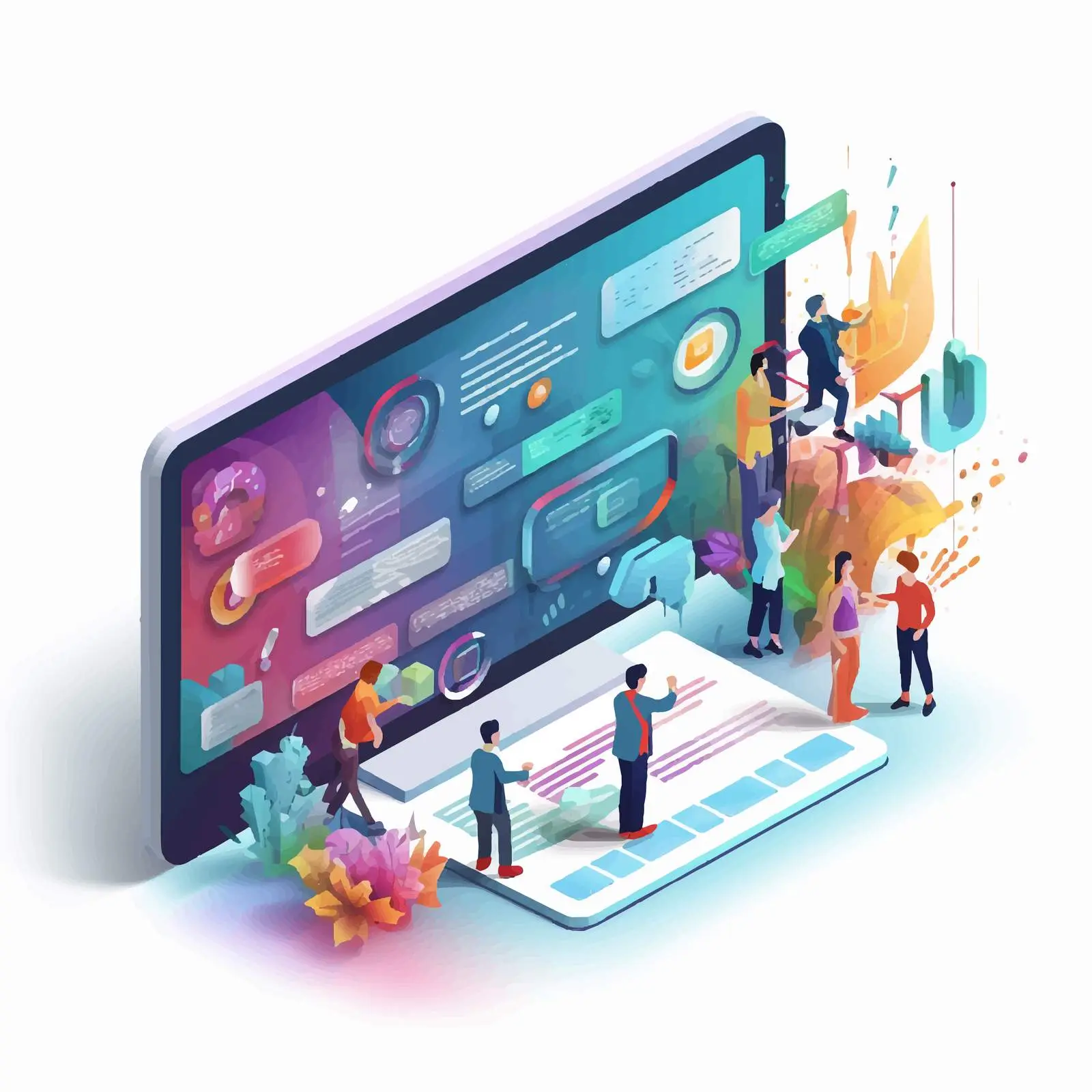 Horizontal Web Banner with Tiny People Illustration — free download from Dotvec