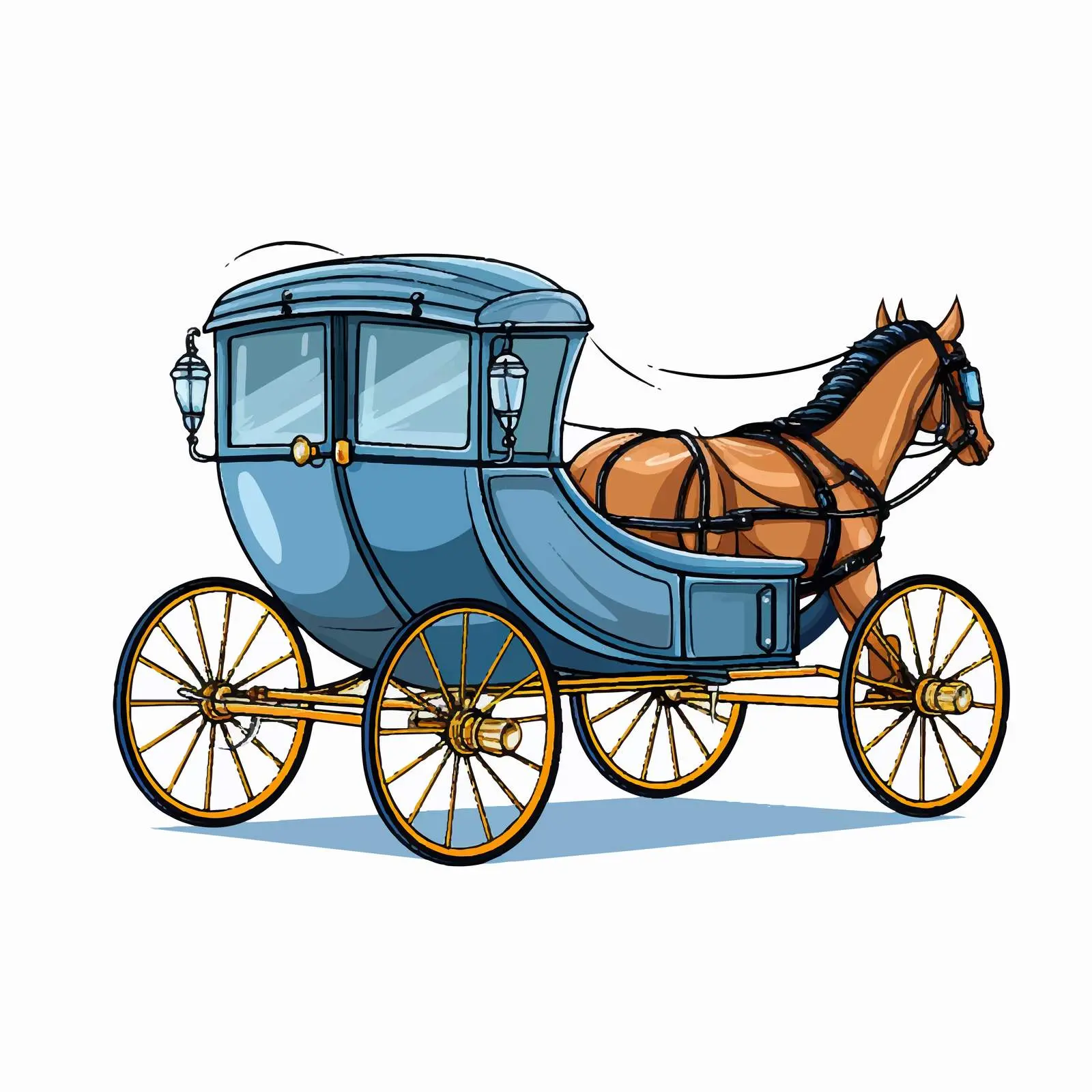 Cartoon Vector Illustration of Horse-Drawn Vehicle — free download from Dotvec