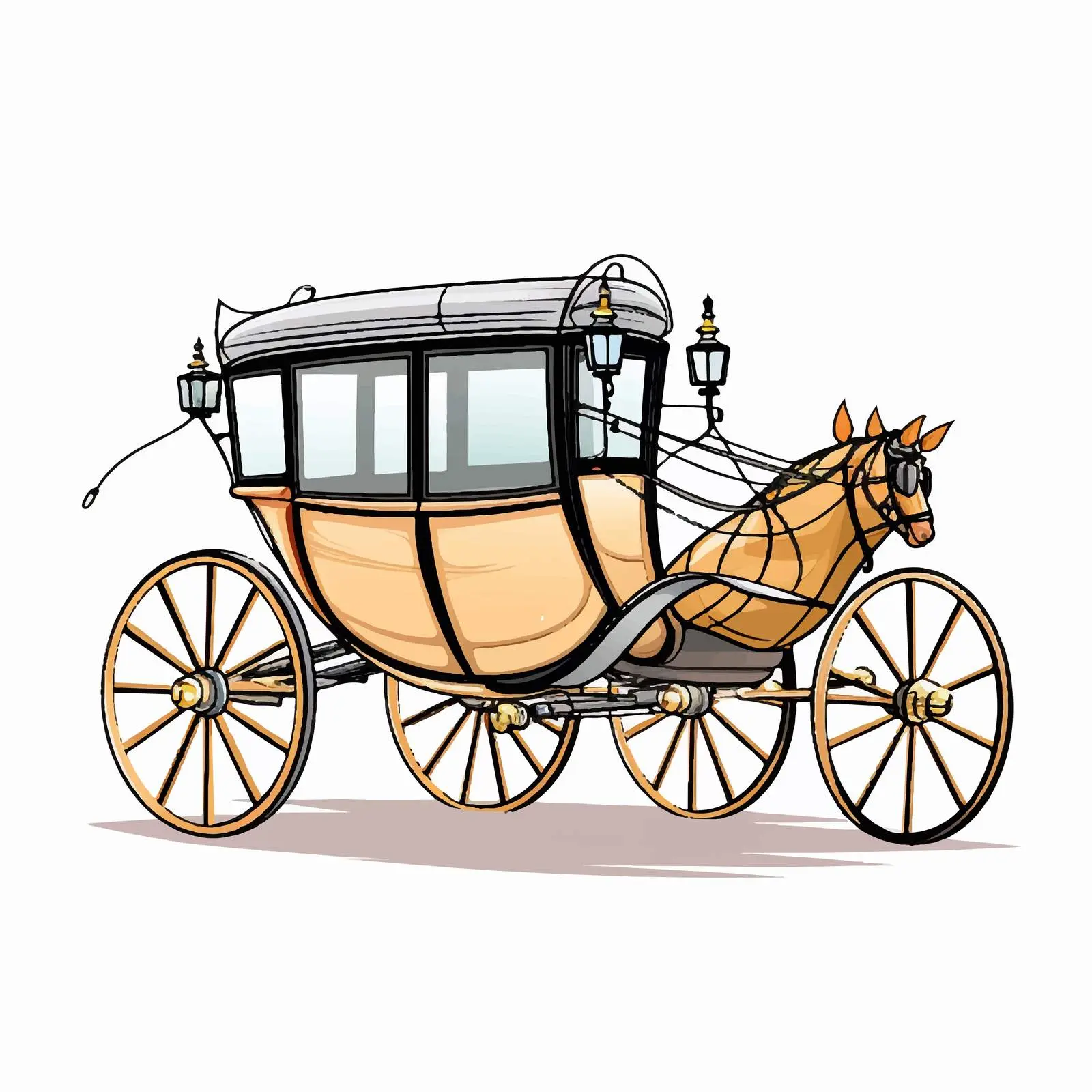 Cartoon Horse-Drawn Vehicle Vector Illustration — free download from Dotvec