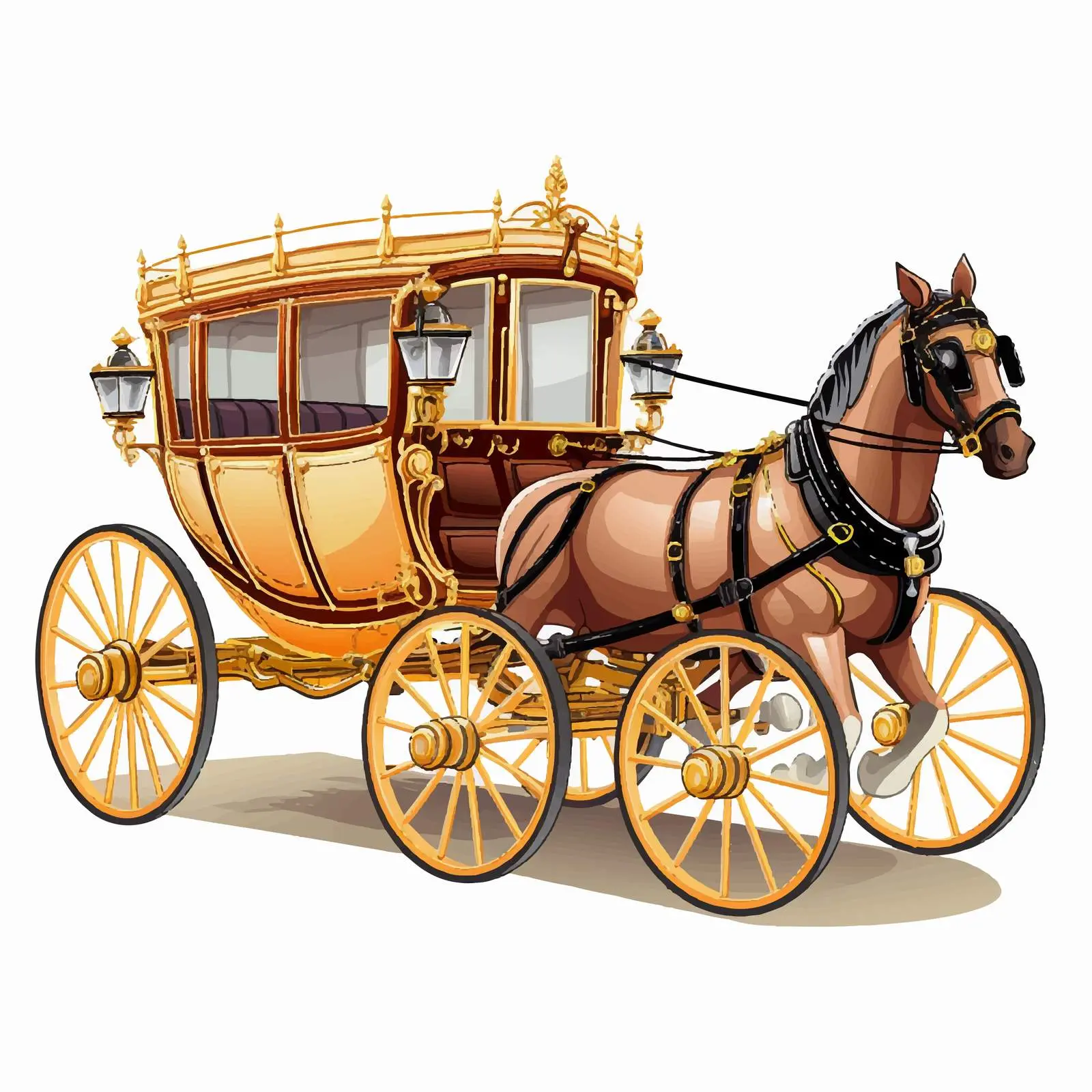 Colorful Cartoon Horse-Drawn Vehicle Vector Design – free entertainment vector image from Dotvec