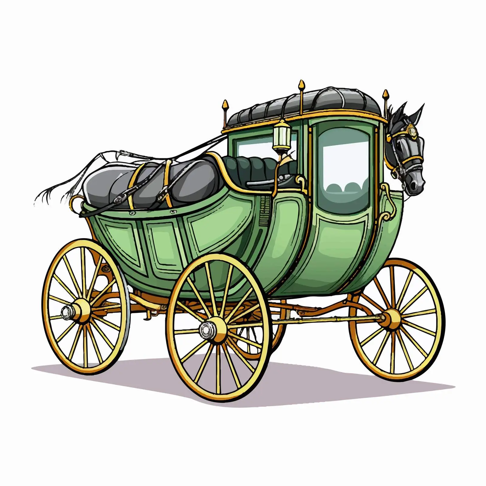 Cartoon Horse-Drawn Vehicle Vector Illustration — free download from Dotvec