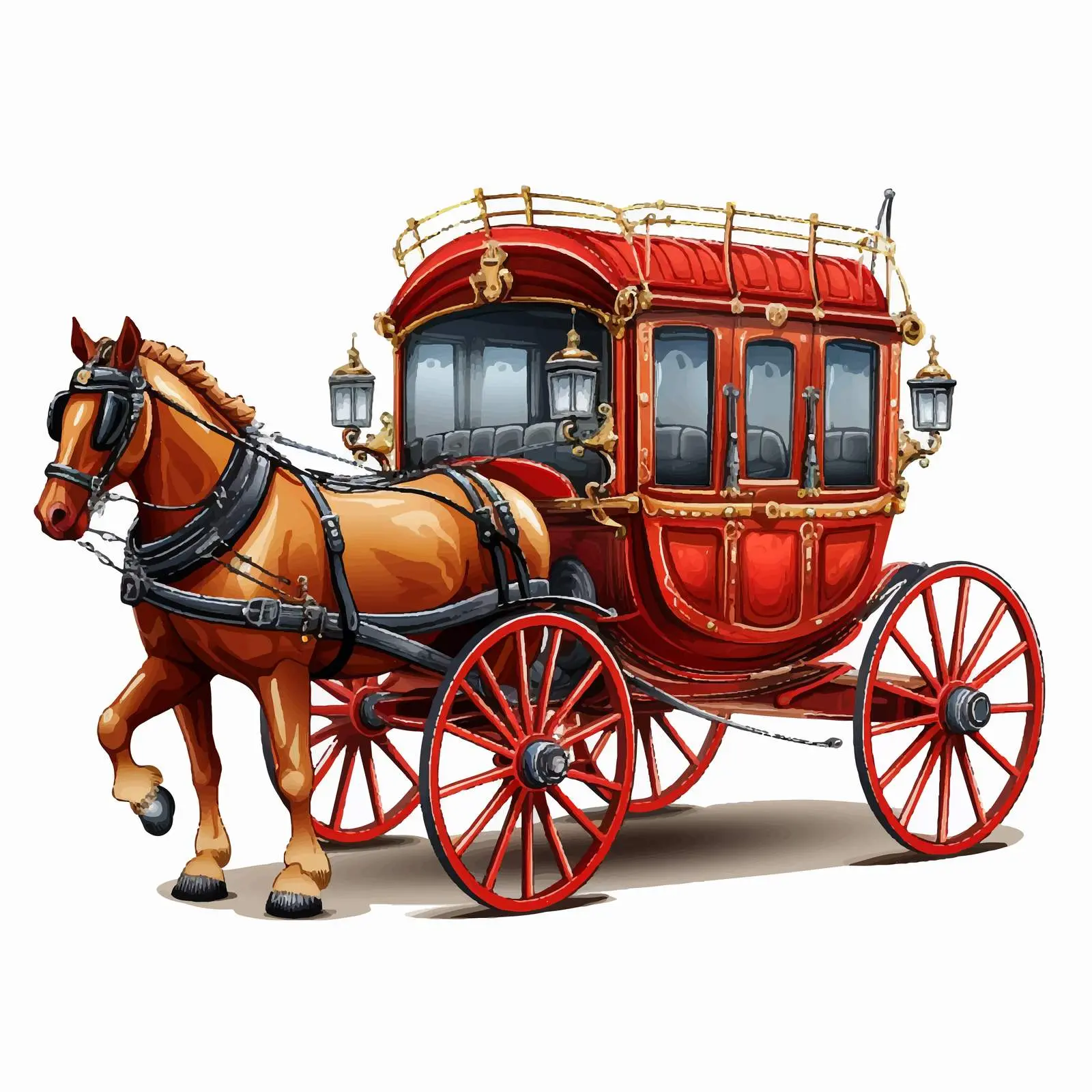 Cartoon Horse-Drawn Vehicle Vector Illustration — free download from Dotvec