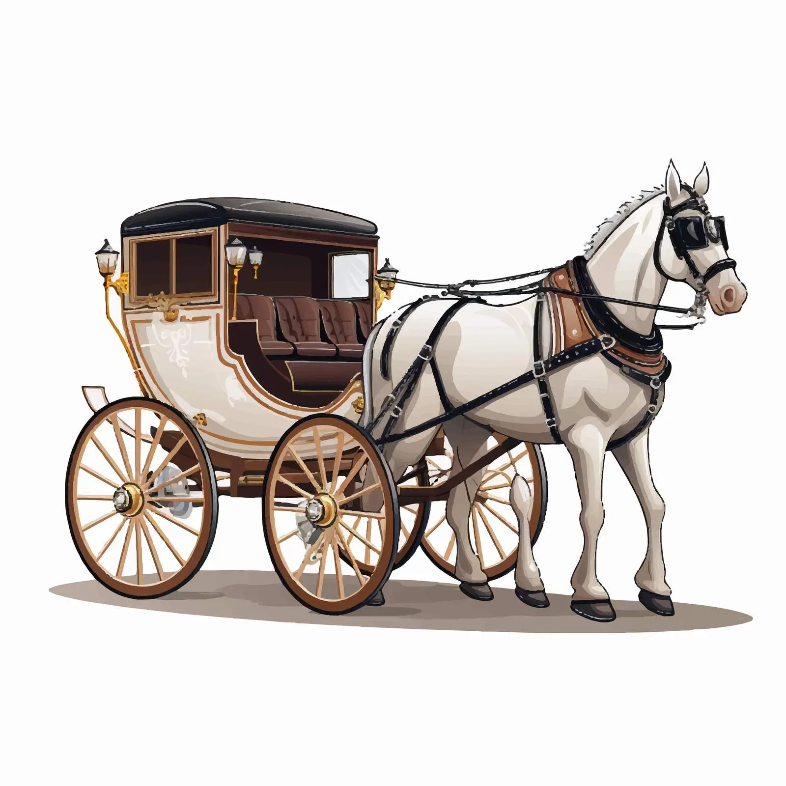 Cartoon Horse-Drawn Vehicle Vector Illustration — free download from Dotvec