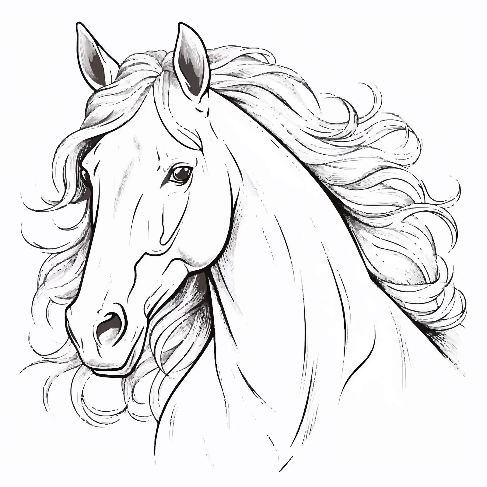 Horse Outline Vector Illustration on White Background — free download from Dotvec