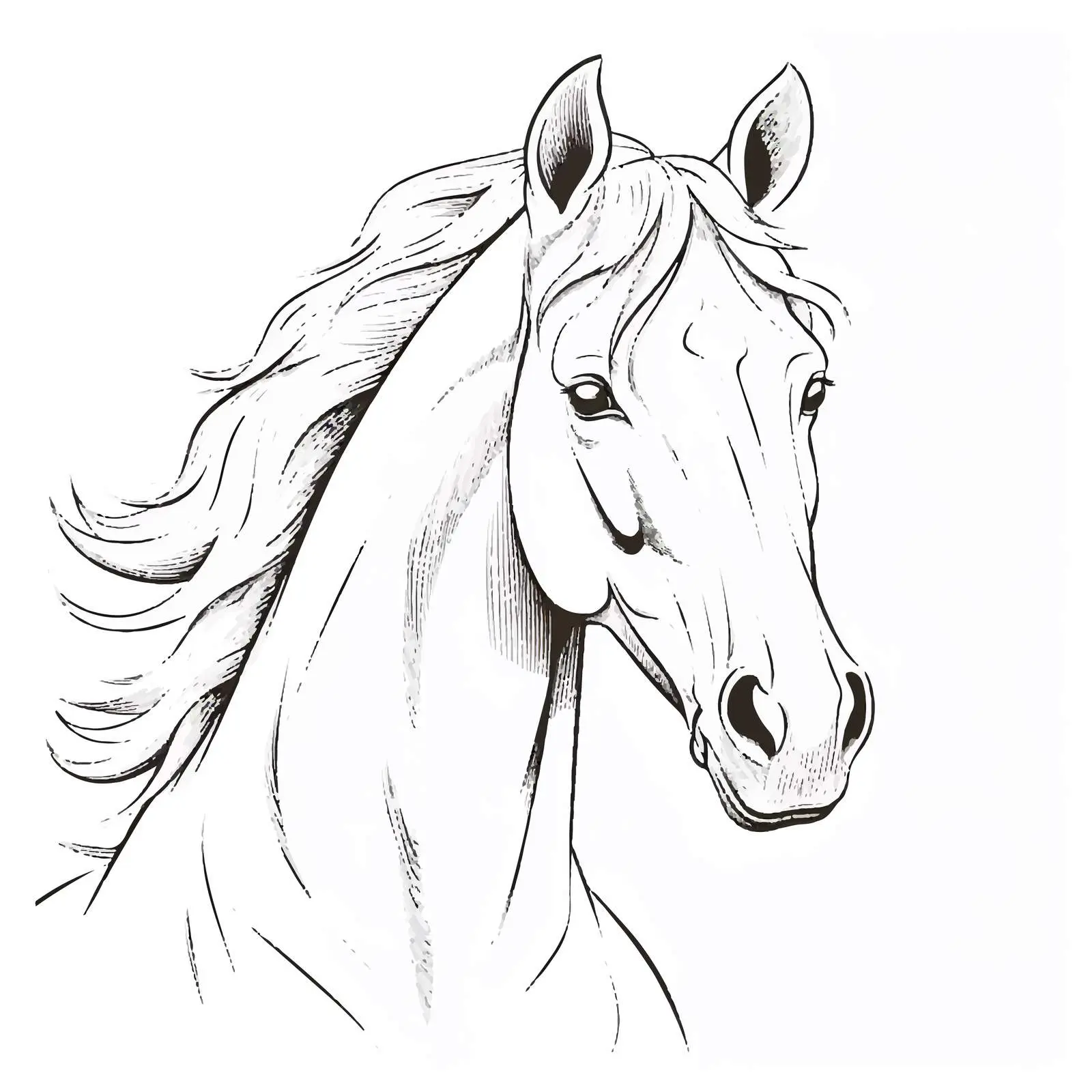 Horse Outline Vector Illustration on White Background – free vector shapes image from Dotvec