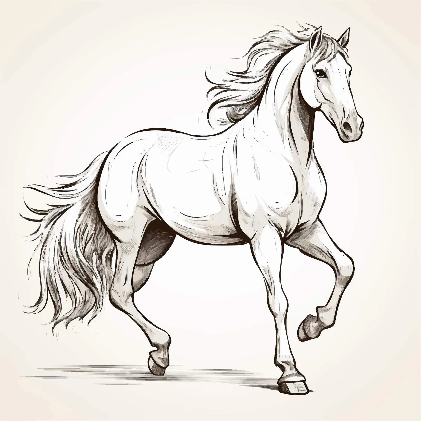 Horse Vector Sketch Illustration on White Background — free download from Dotvec