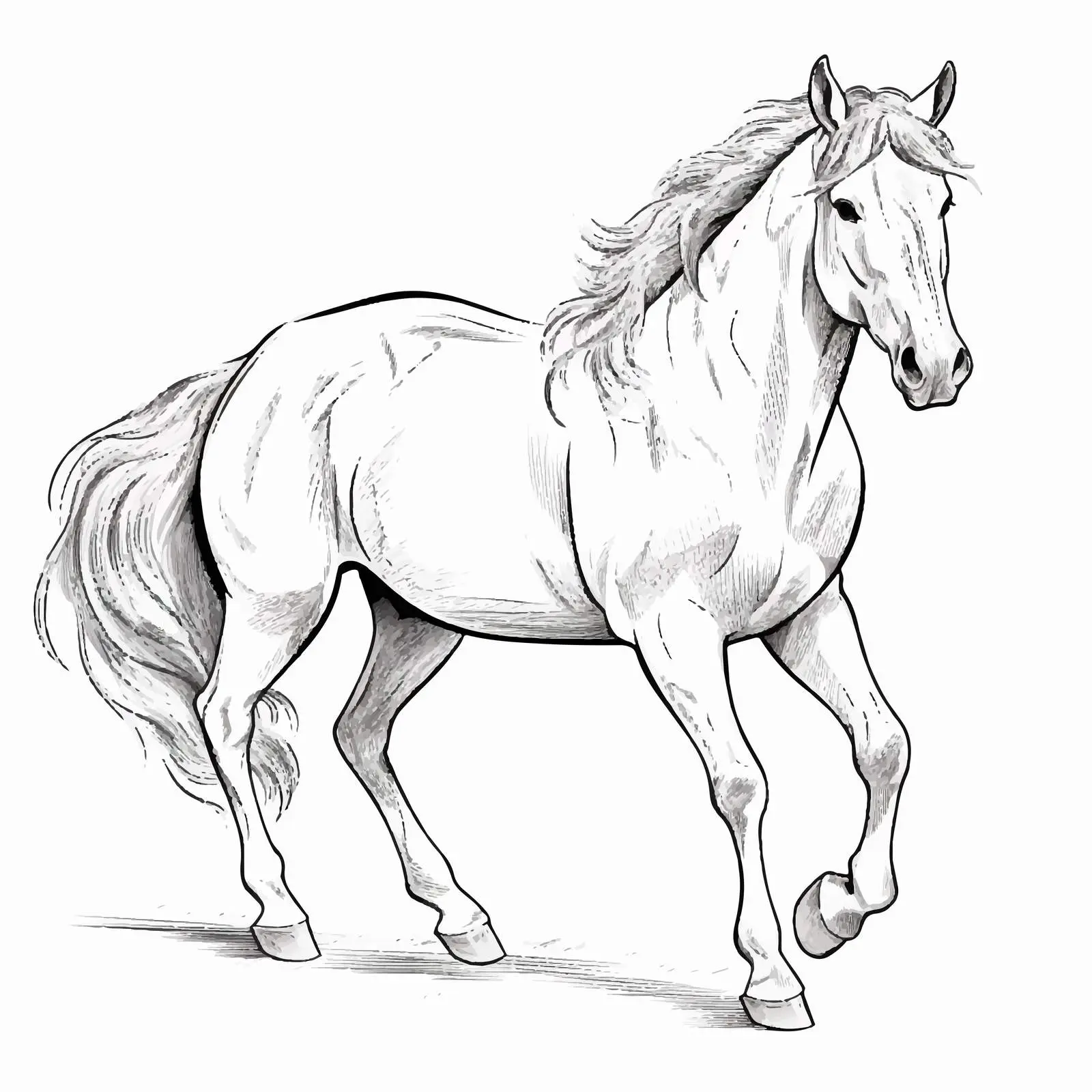 Horse Sketch Vector Illustration on White Background — free download from Dotvec