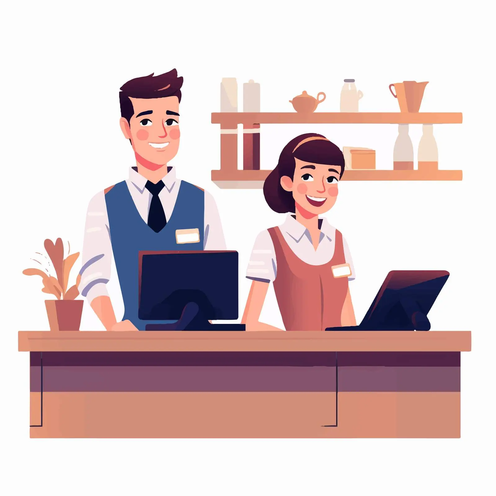 Hospitality Staff in Uniform at Service Counter — free download from Dotvec