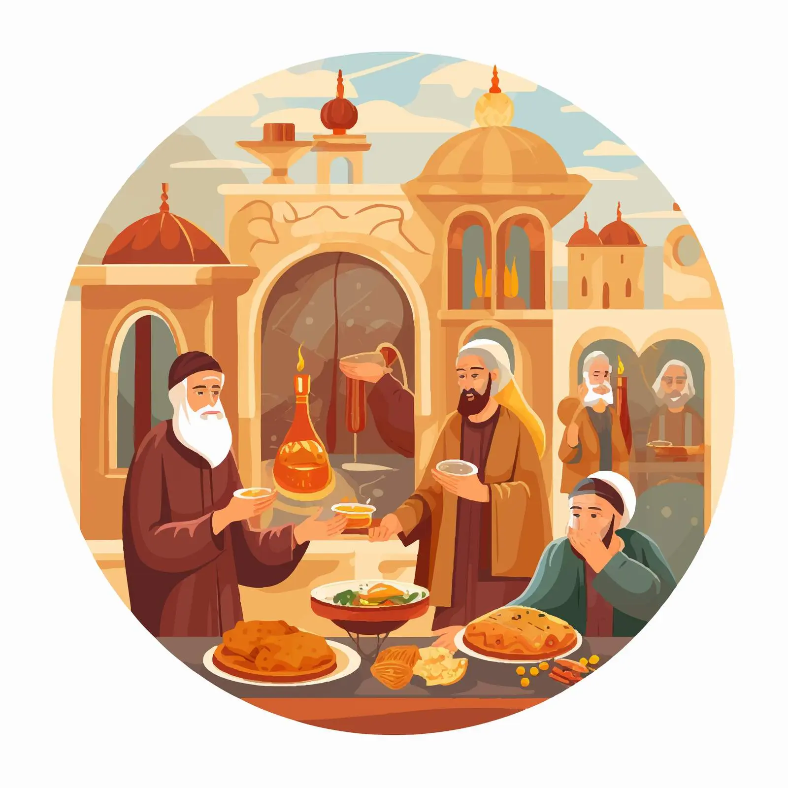 Hospitality of Abraham Christian Illustration Art — free download from Dotvec