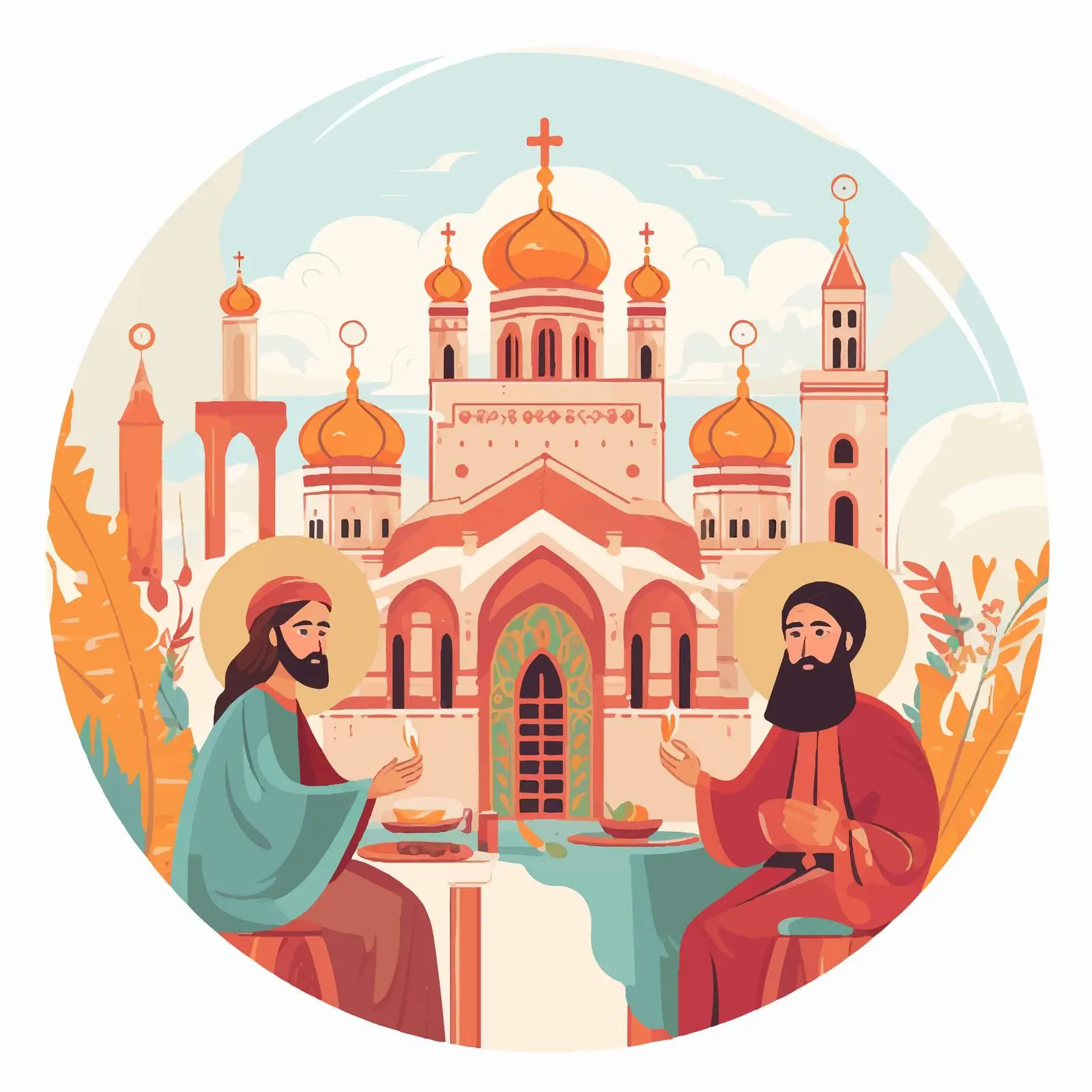 Abraham's Hospitality Christian Illustration — free download from Dotvec