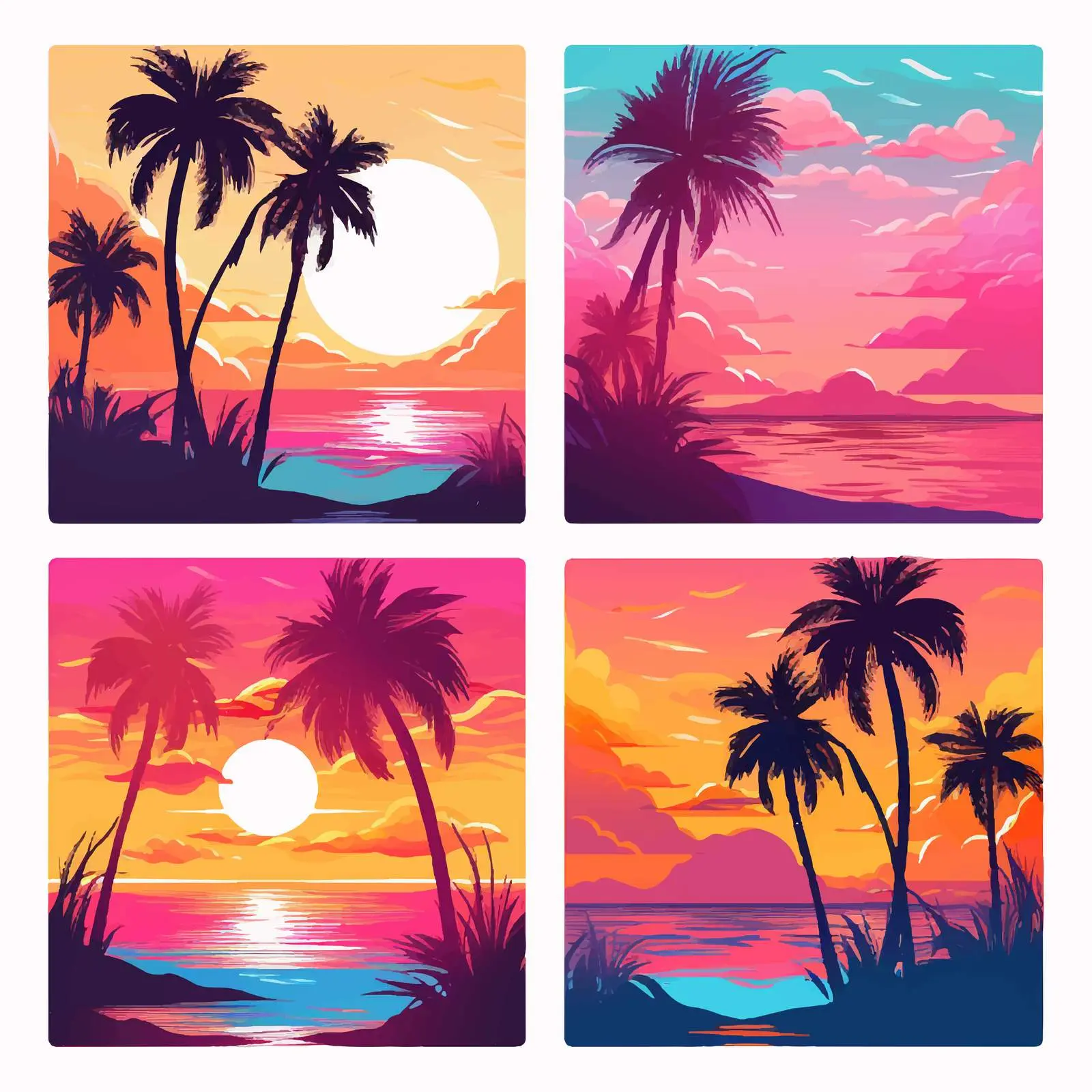 Bright Summer Poster Template Set for Universal Design – free event poster image from Dotvec