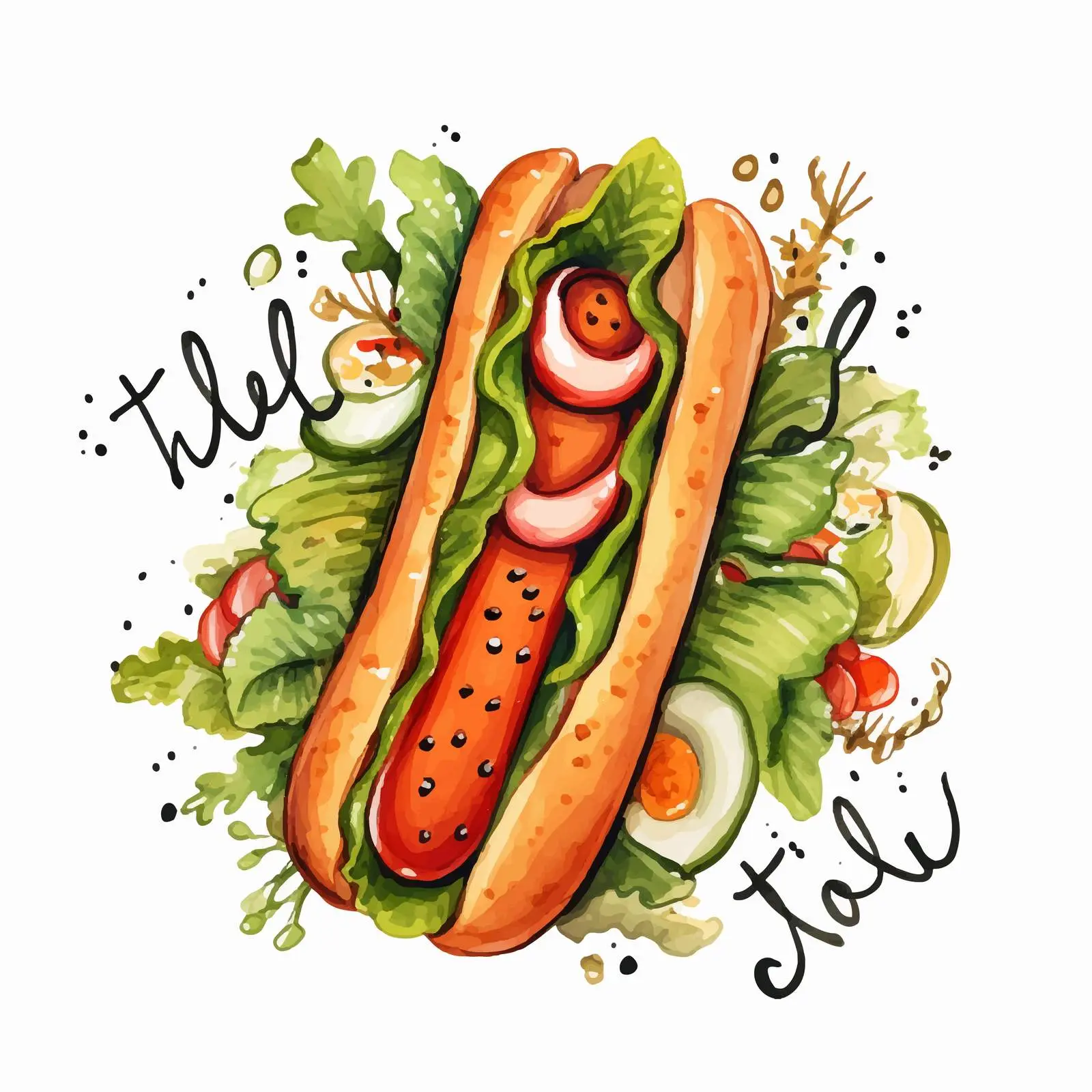 Hot Dog Holding Greens and Carrot Vector Art — free download from Dotvec