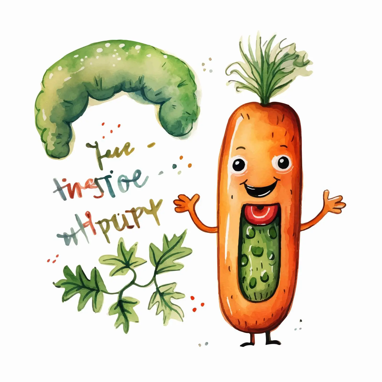 Funny Hot Dog Character with Vegetables – free entertainment vector image from Dotvec