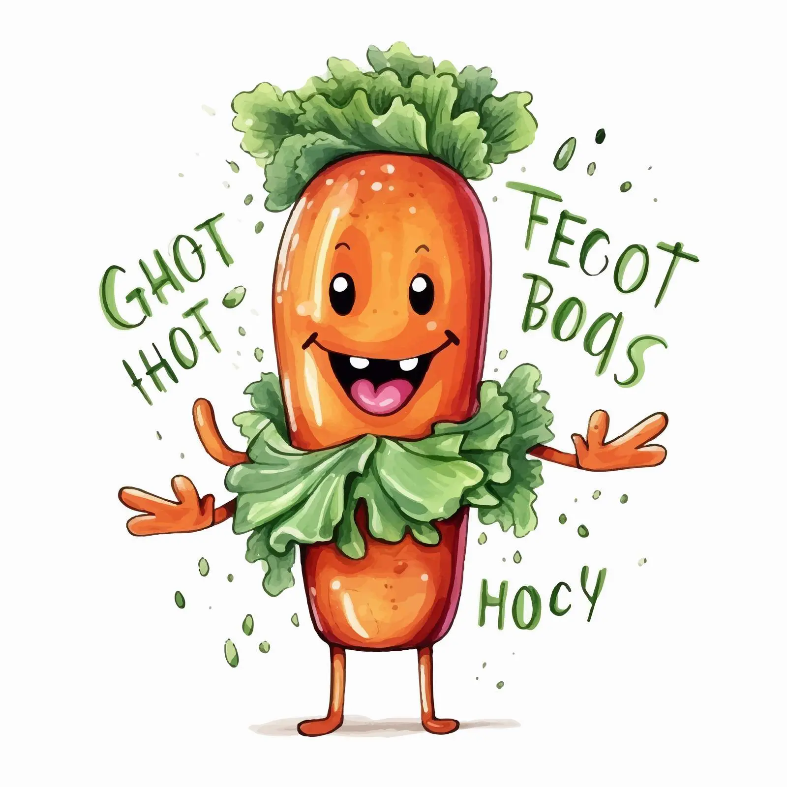 Playful Hot Dog Character with Vegetables – free veggies image from Dotvec