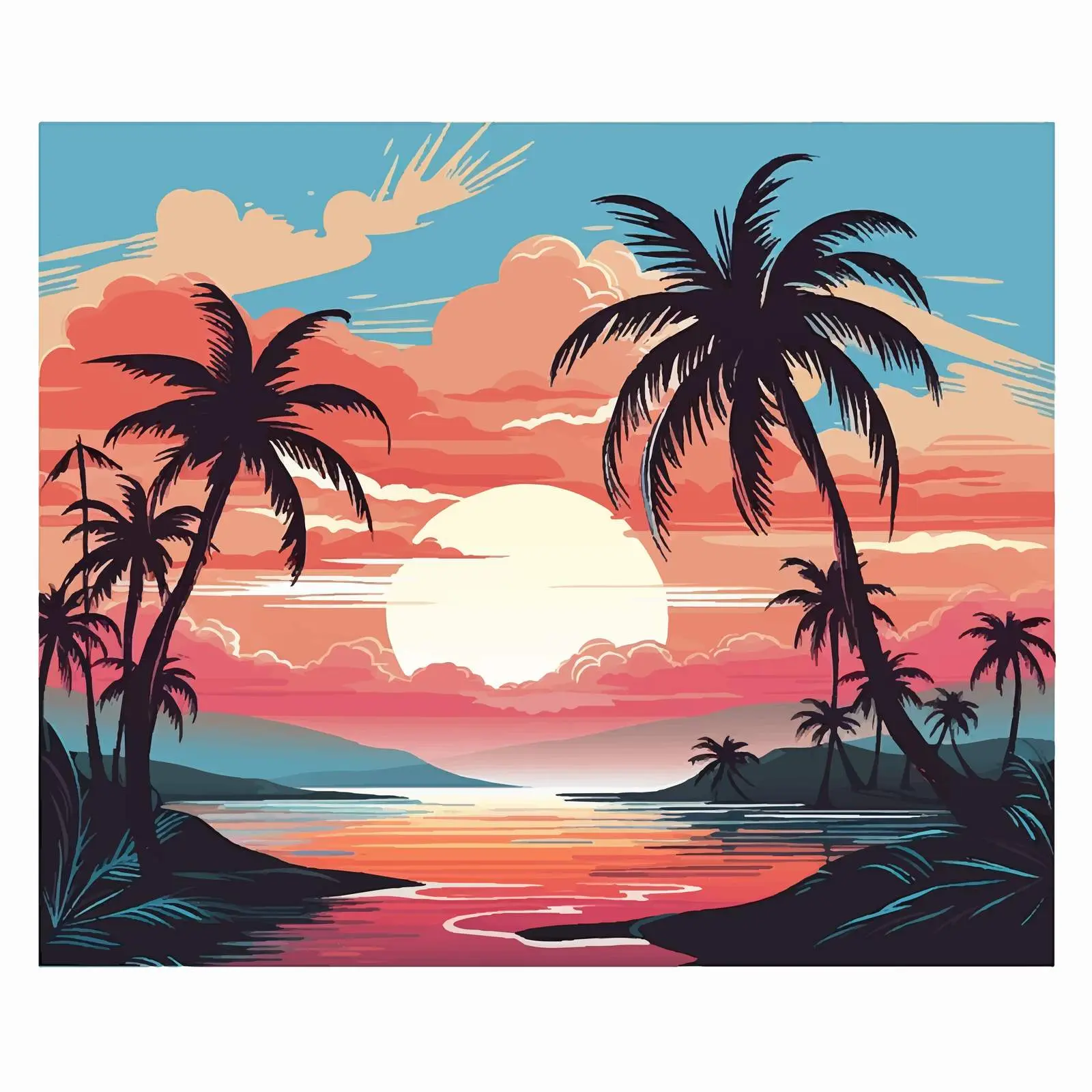 Vibrant Summer Poster Template with Palm Trees — free download from Dotvec