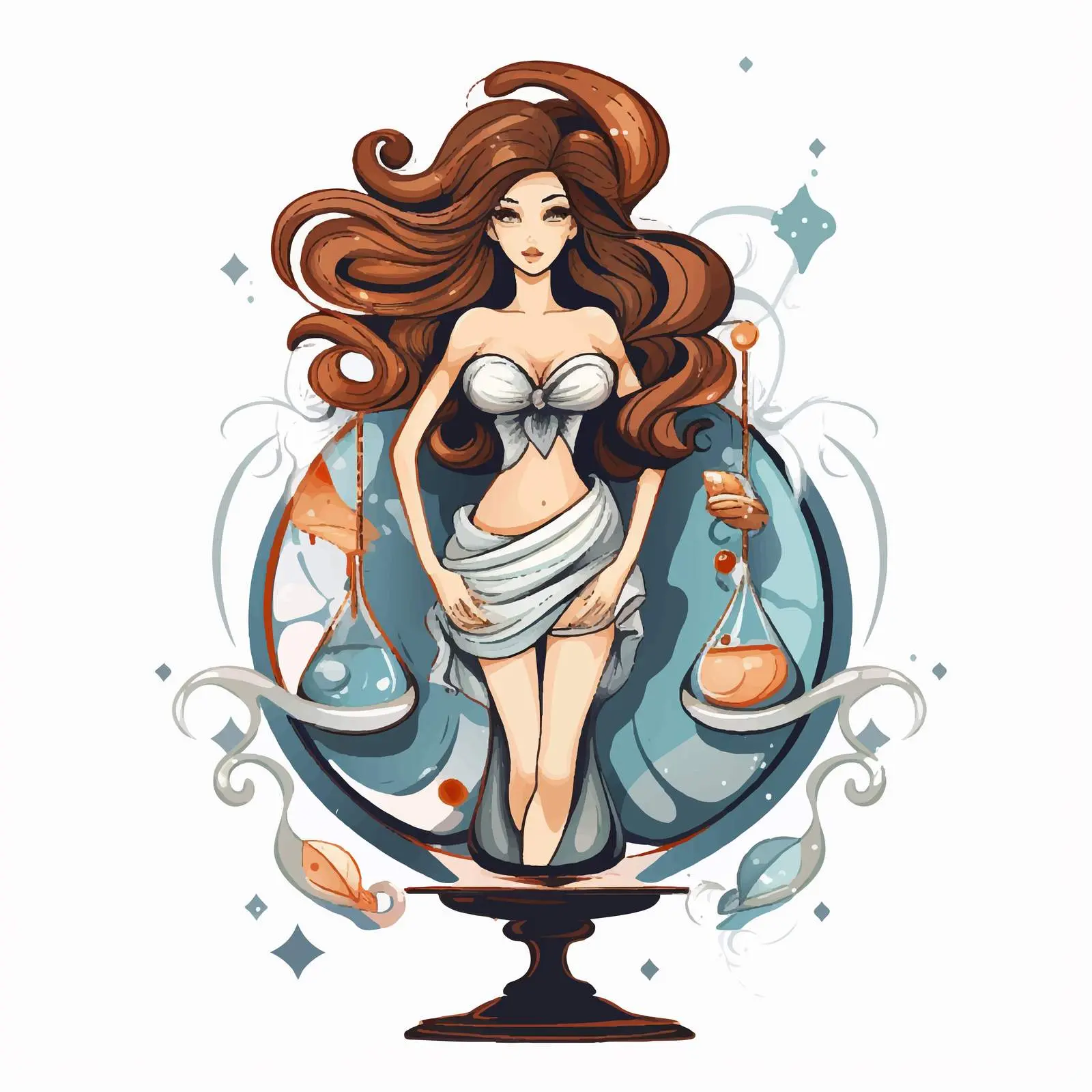 Libra Zodiac Sign Cartoon Girl Doodle — free download from Dotvec