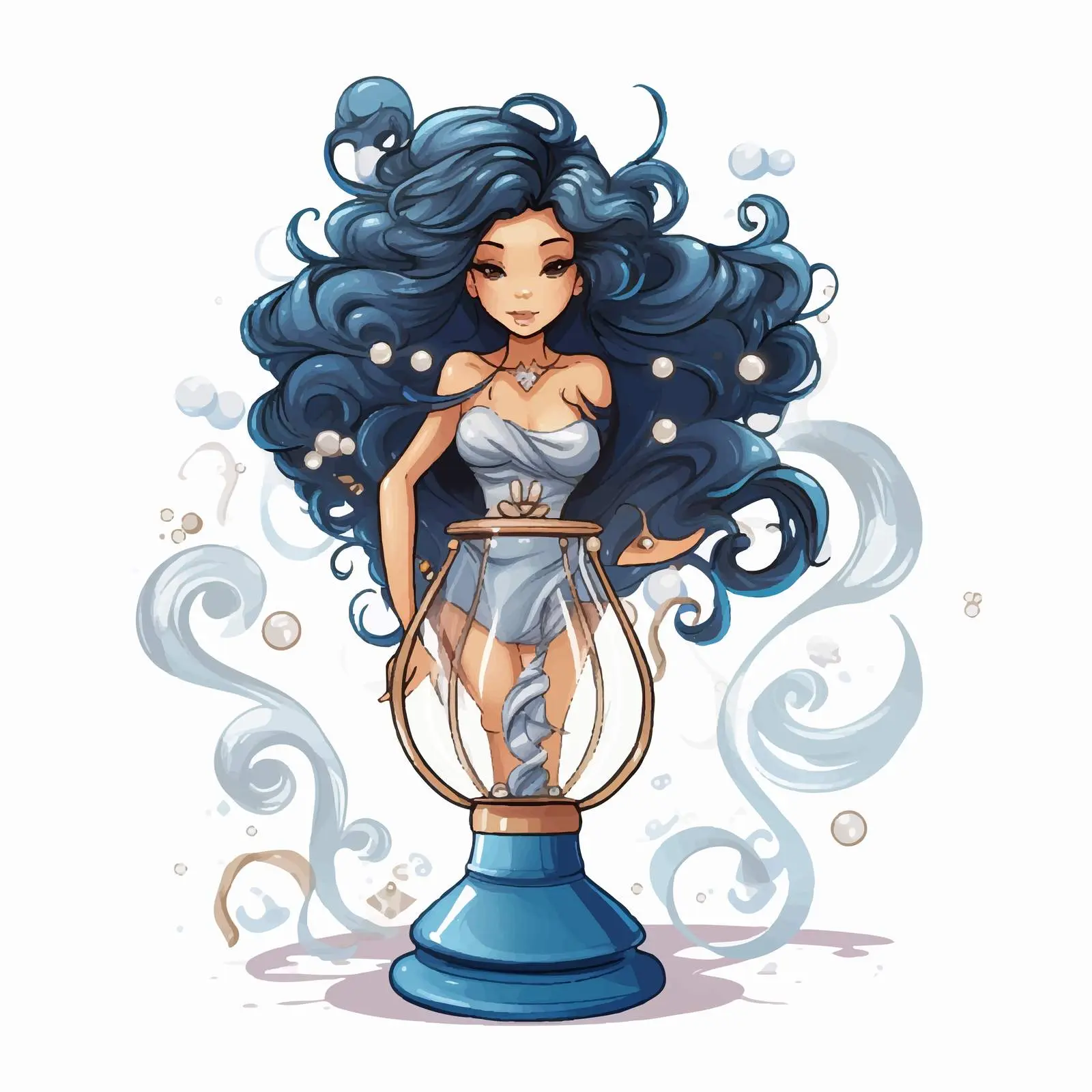 Libra Zodiac Girl Cartoon Hourglass Doodle — free download from Dotvec