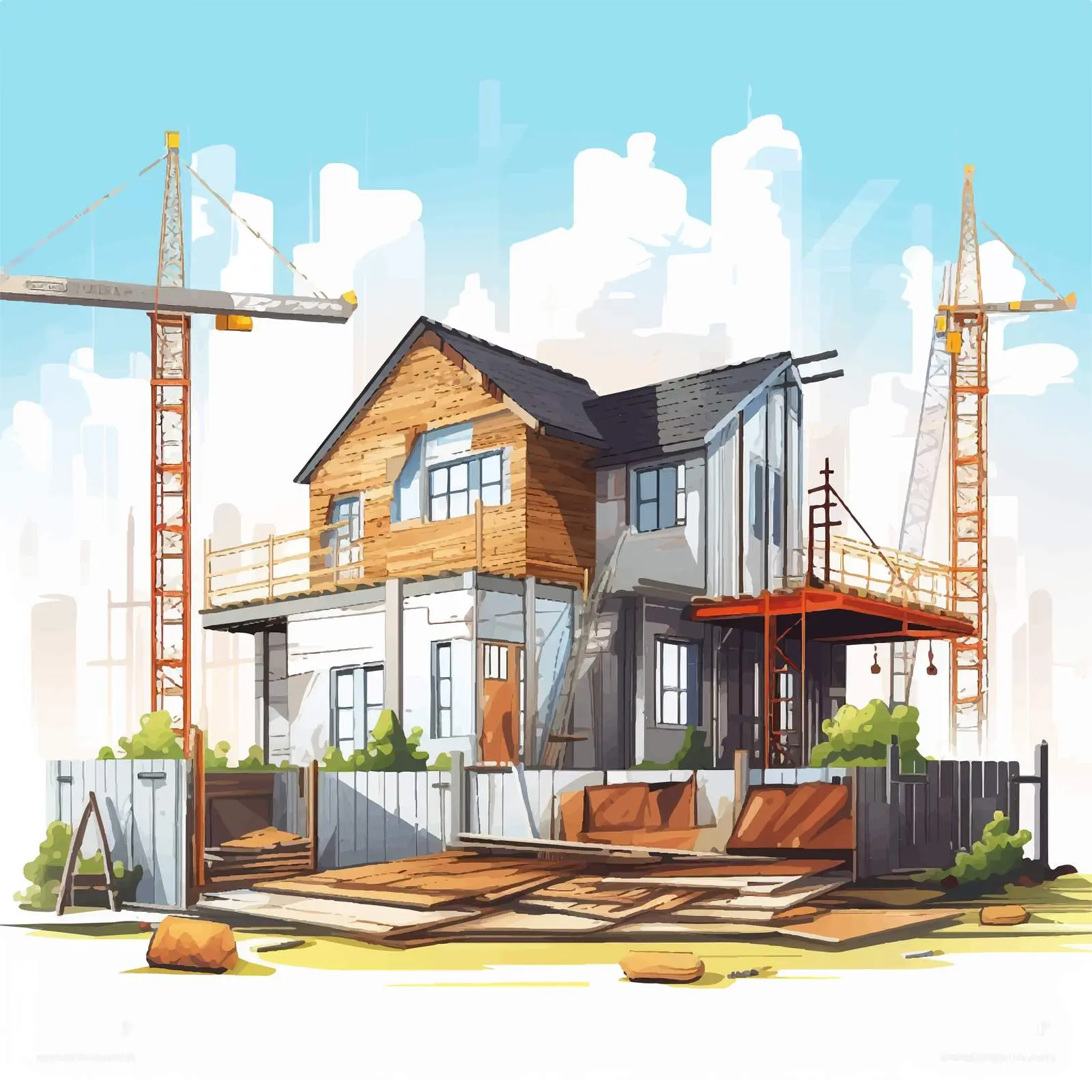 House Construction Site Concept Illustration Vector — free download from Dotvec