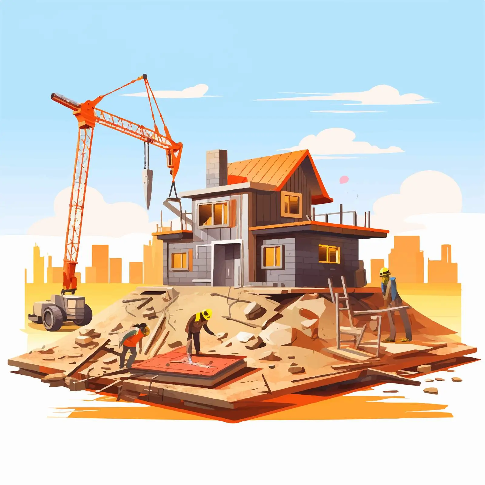 House Construction Site Vector Illustration — free download from Dotvec