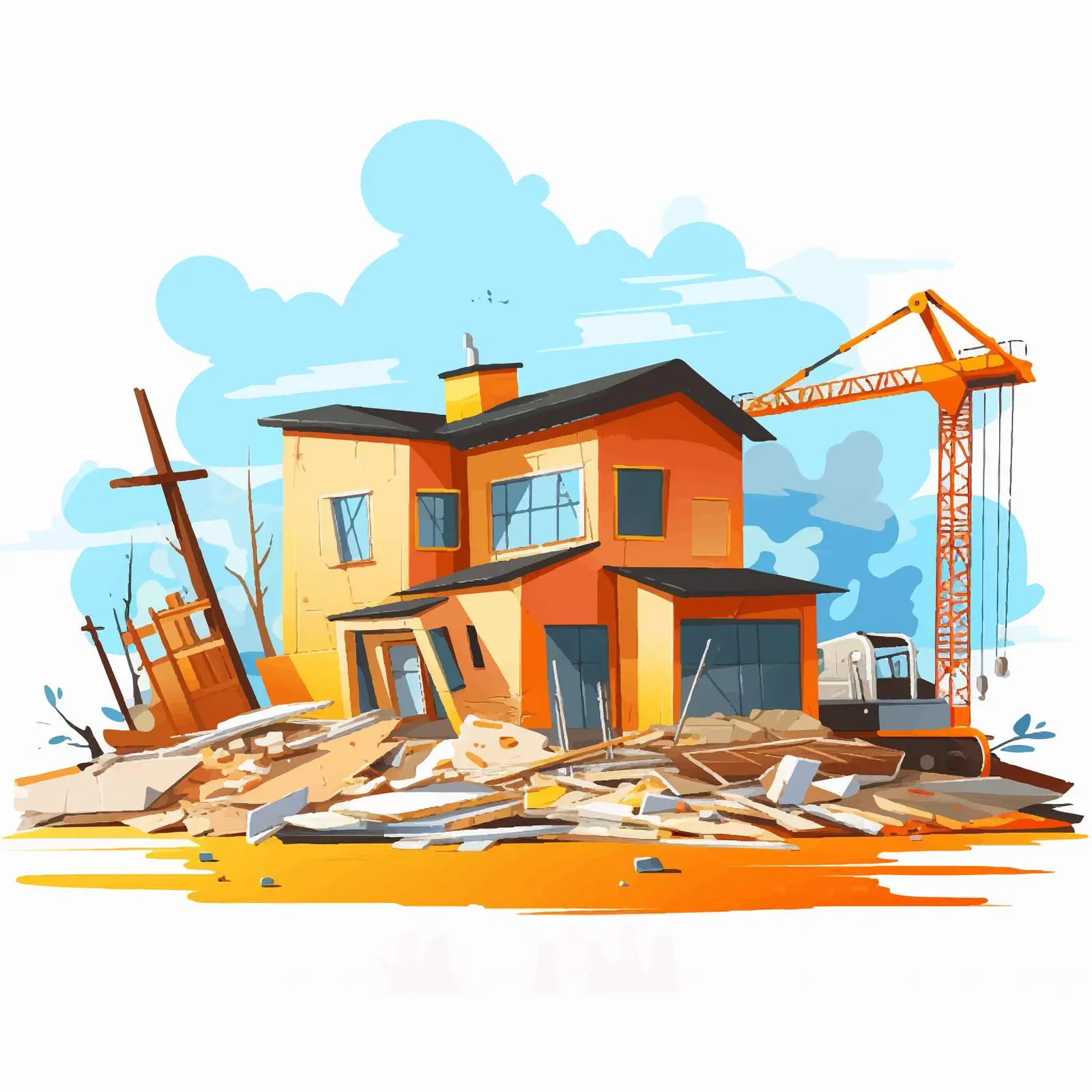 House Construction Site Vector Illustration — free download from Dotvec
