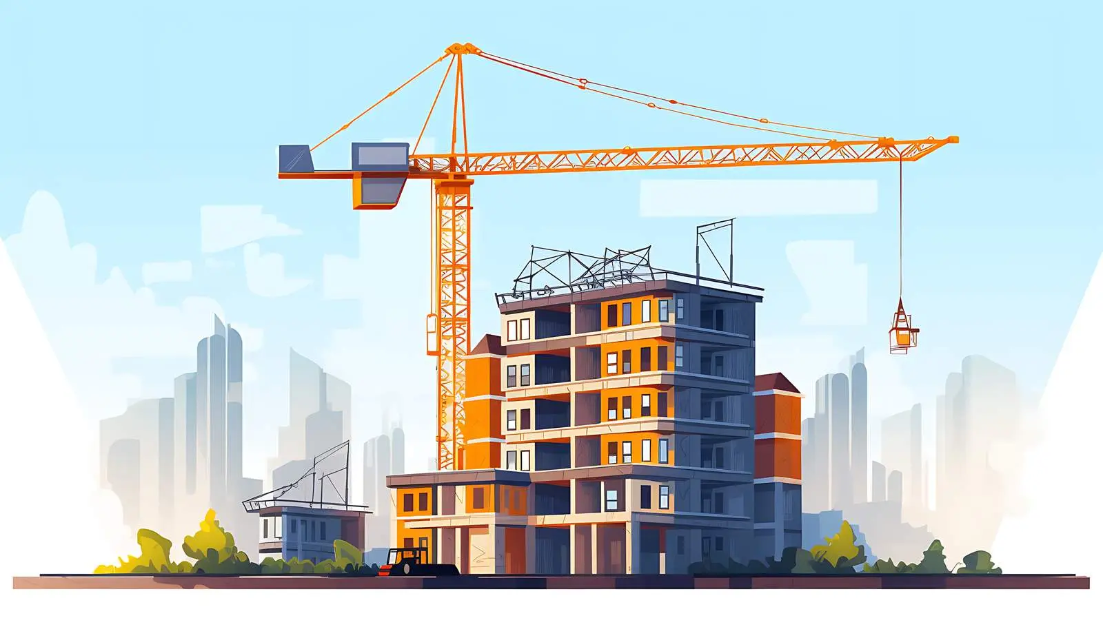 House Construction with Building Crane — free download from Dotvec