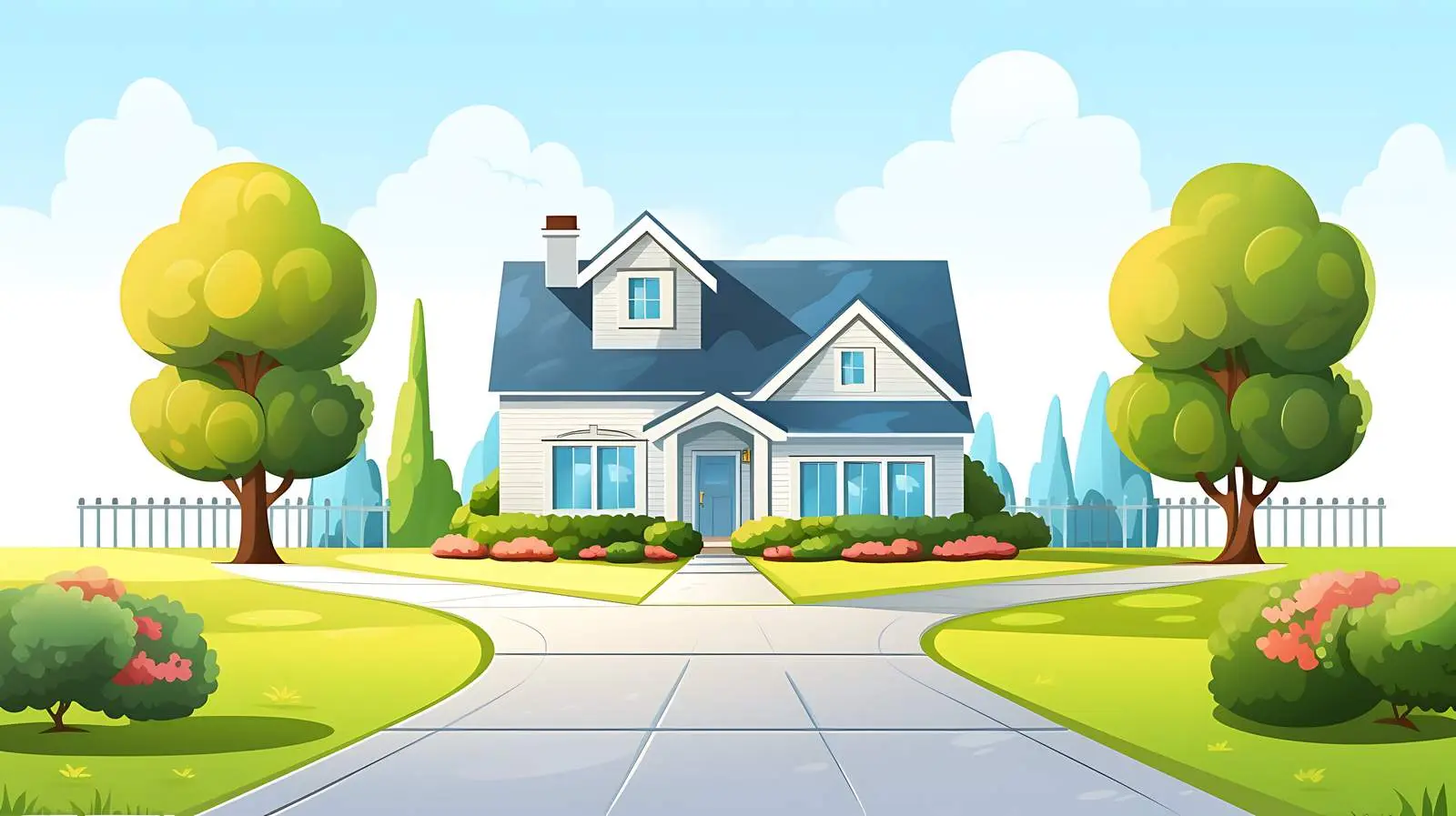 Suburban House Front Yard Background — free download from Dotvec