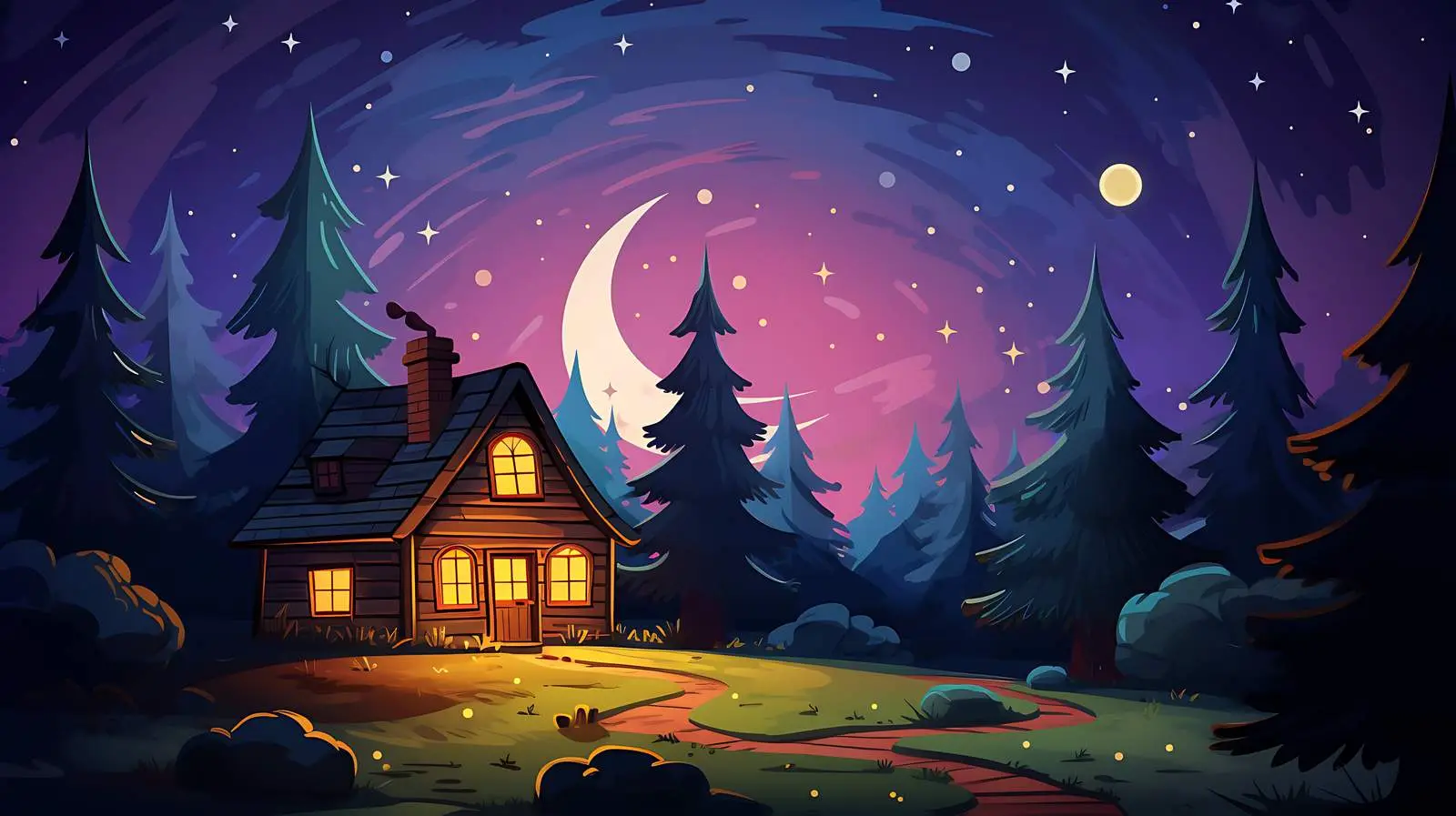 Rustic Cottage under Starry Night Sky — free download from Dotvec